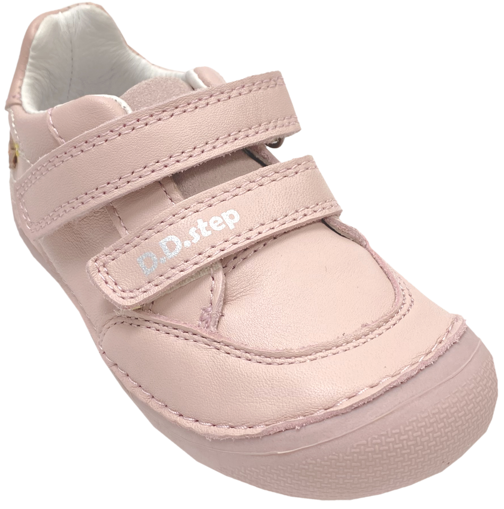 Leder Sneaker, knautschige Minimalsohle, Blütenstick auf Rosa von D.D.Step Barefoot
