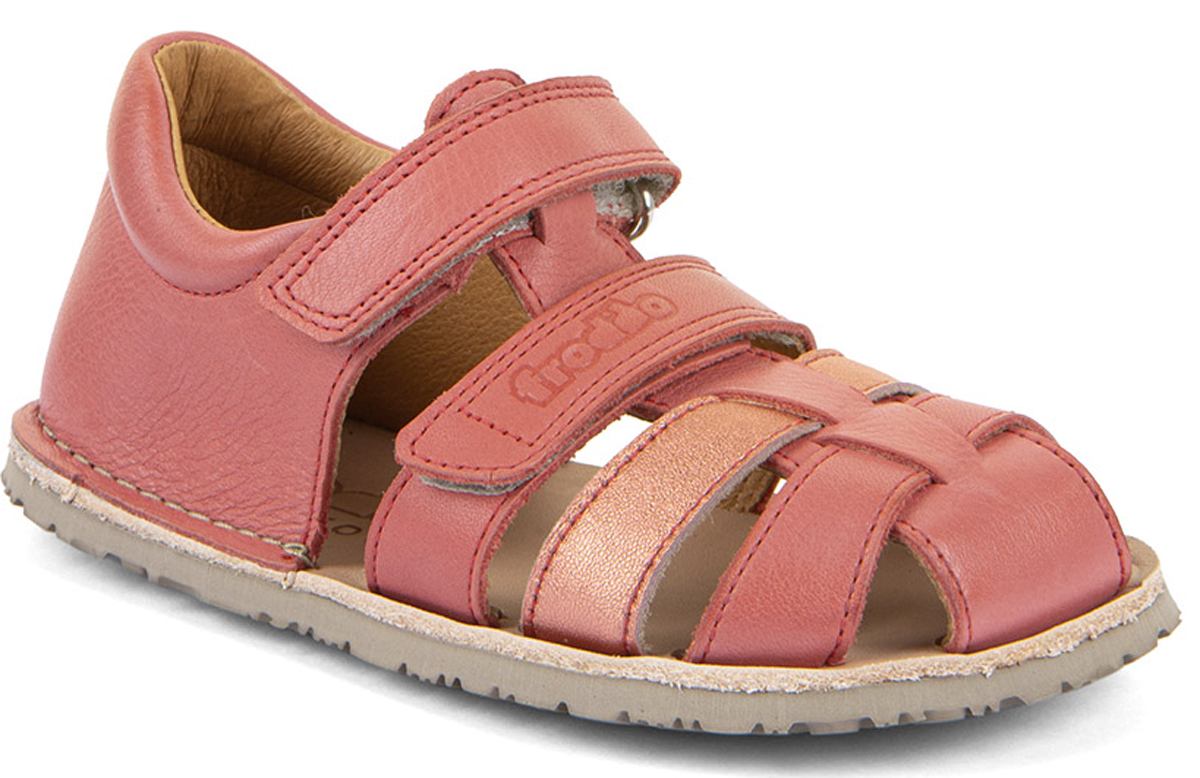 Leder Barfußsandalen, Fersenschutz & Zehenschutz, Coral Glitzer von FRODDO Flexy G3150283