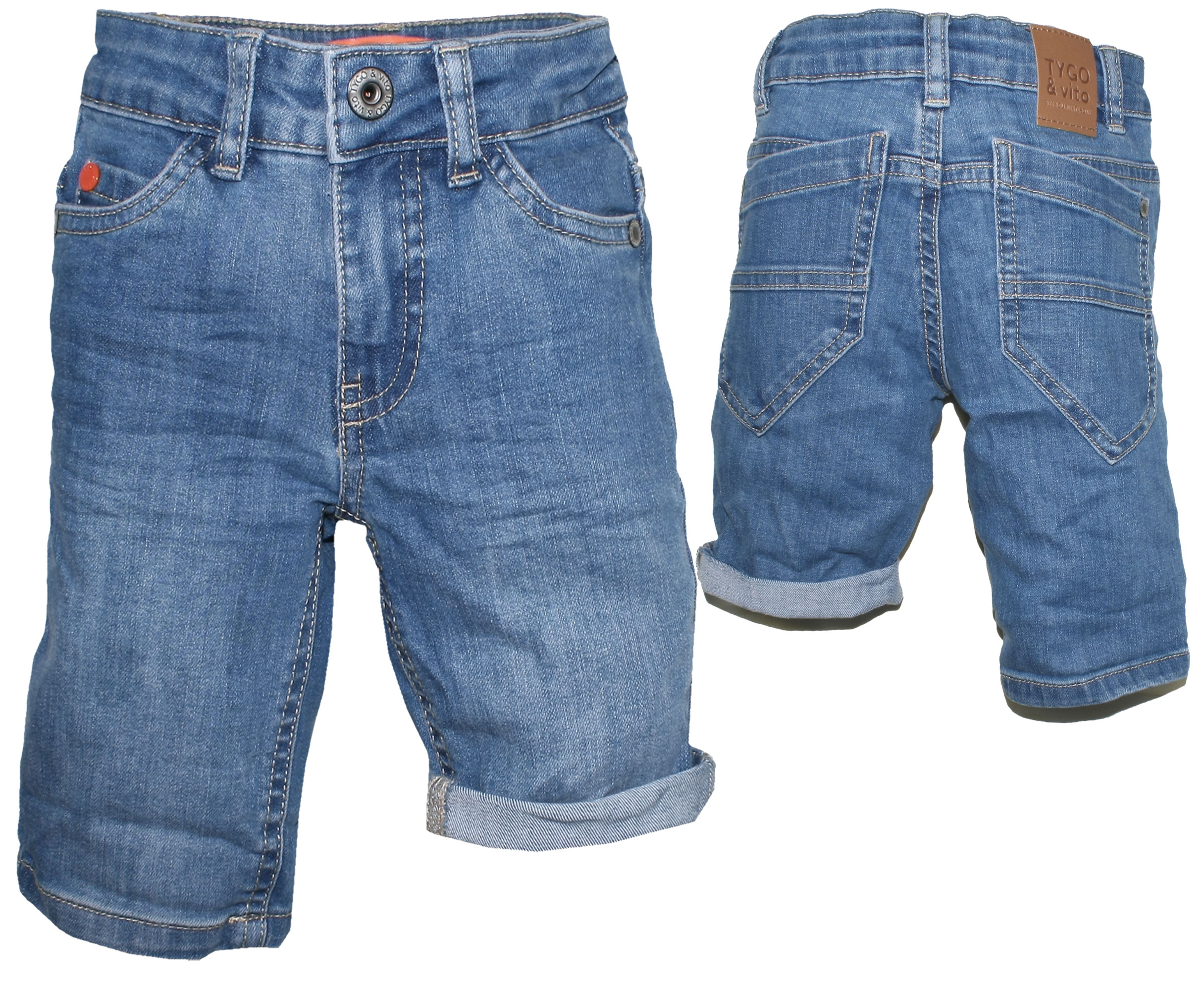 Lässige Jeans Shorts in hellem Blue Bleached für Boys von TYGO & VITO Skinny Fit  6616-801