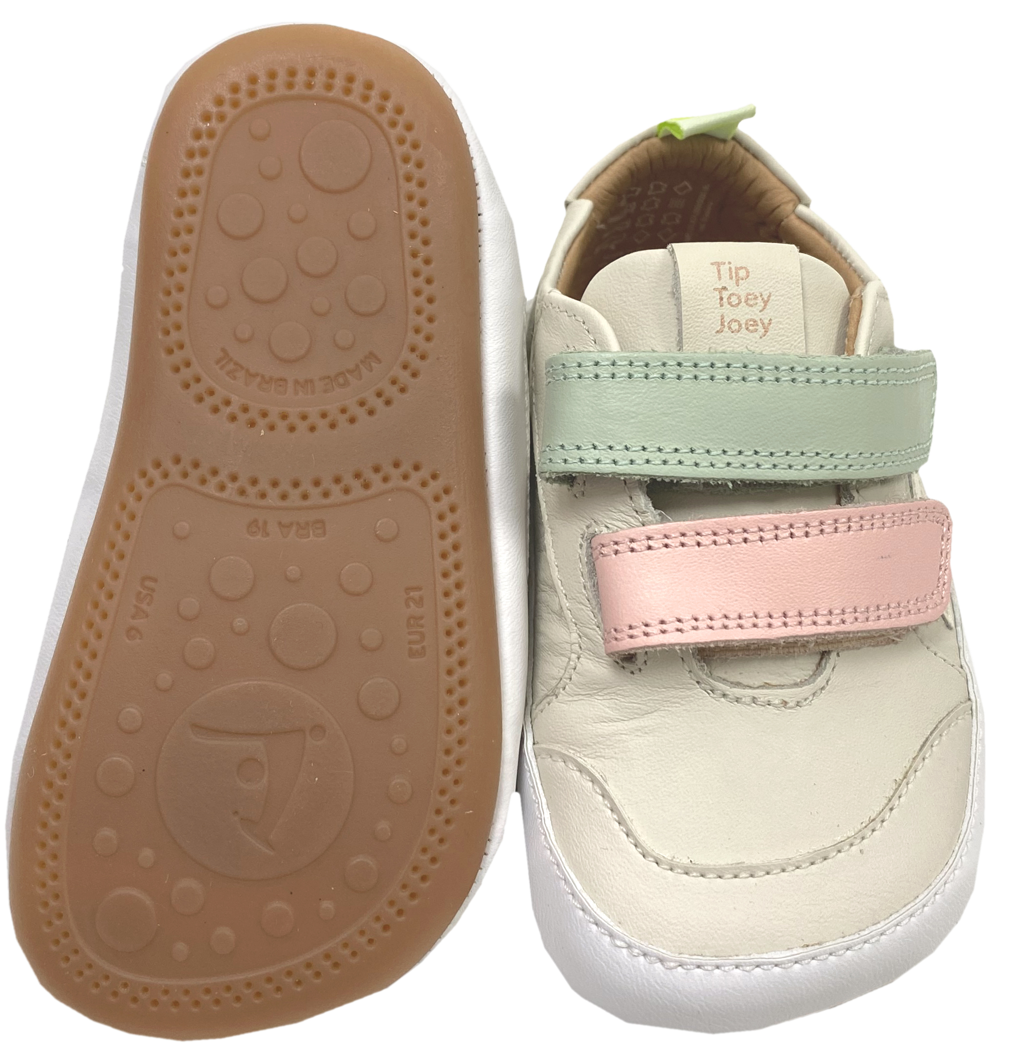 Knautschiger Lederschuh mit Minimalsohle Barfußsneaker *LANDY* Cream Pastell Bunt von TIP TOEY JOEY