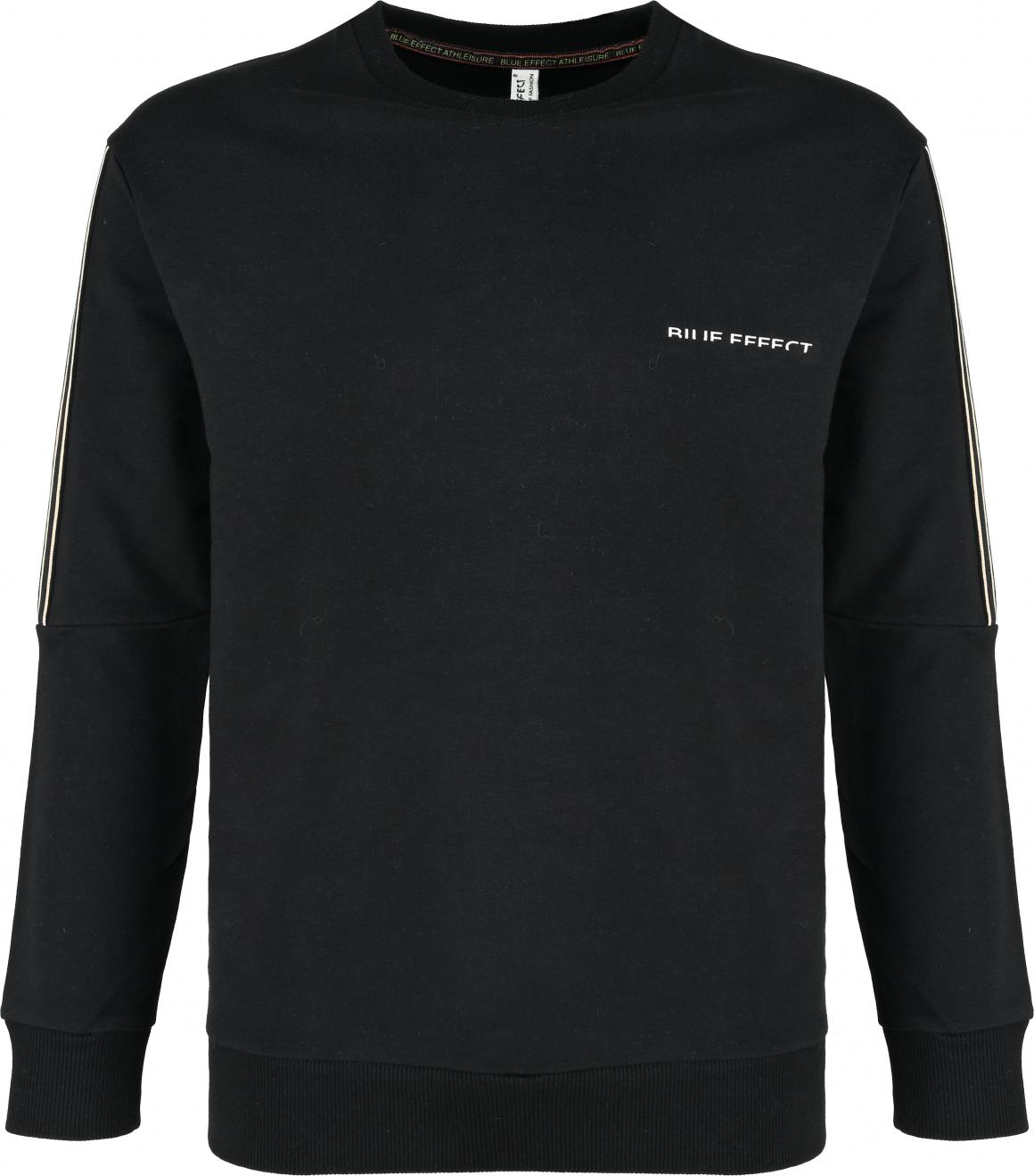 Cooler Sweater in schlichtem Schwarz mit kleinem Logo Print, aus BW Sweat von BLUE EFFECT 6173