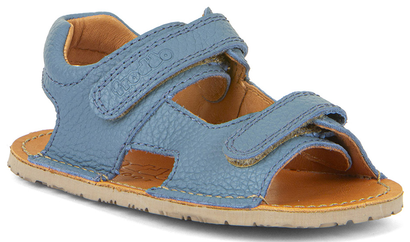 Flexible Barfußsandalen aus Leder, Doppelklett, FLEXY Mini in Jeansblau von FRODDO G3150270
