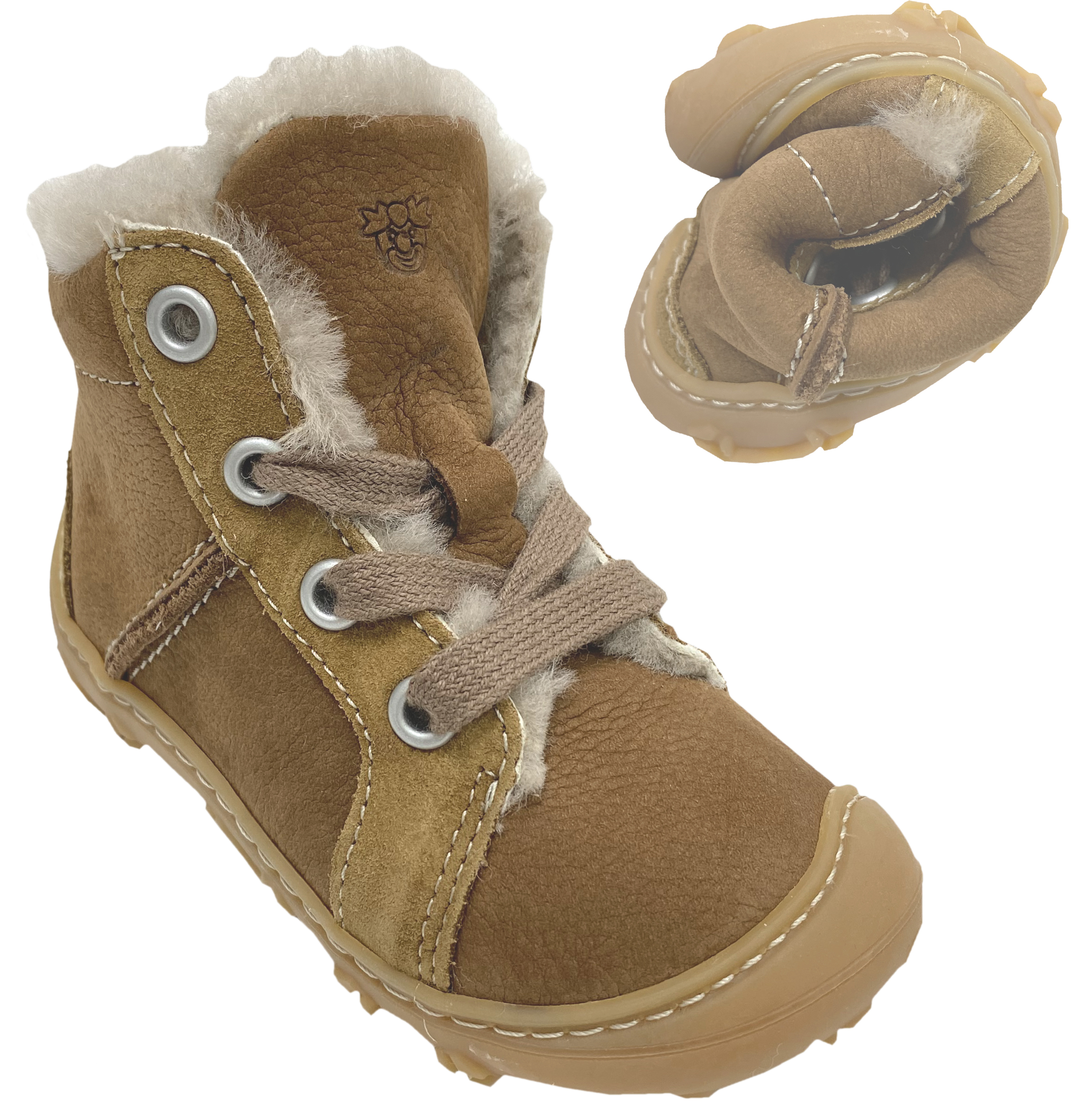 Leder Stiefel, Lammfell Futter in Braun / Curry v. PEPINO by RICOSTA Barefoot ELIA