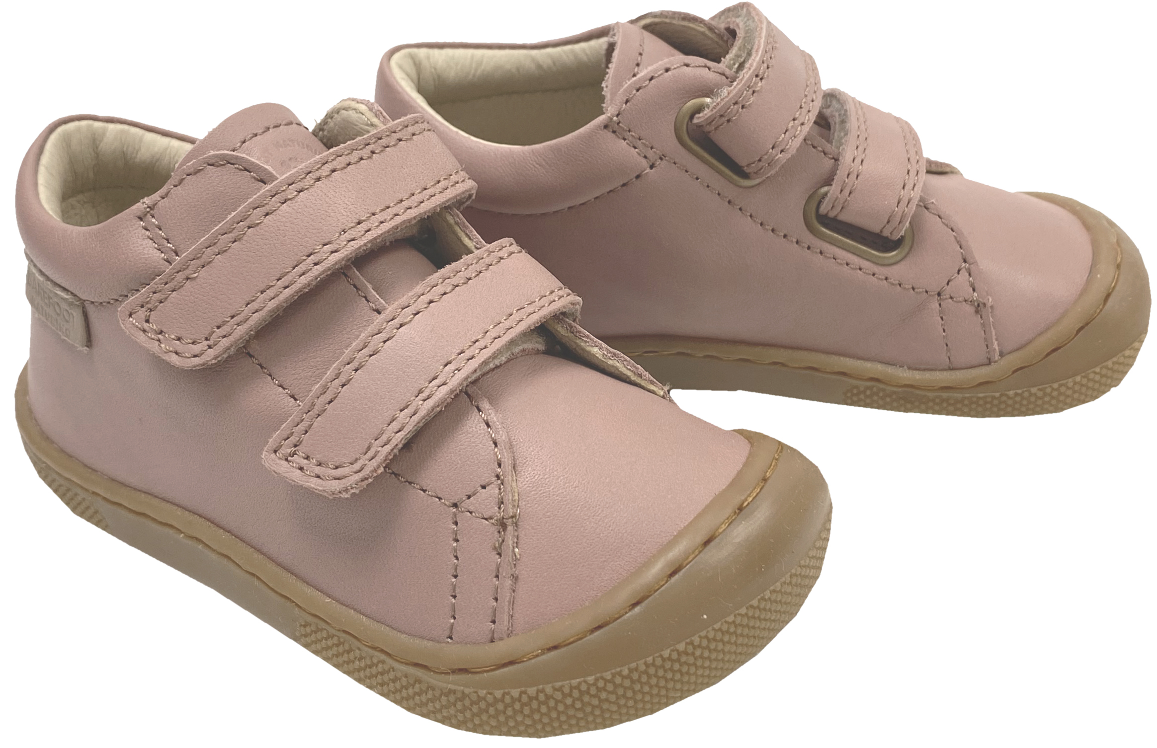 Knautschig weiche Barfußschuhe aus Leder, Doppelklett NATURINO Barefoot *AMUR in Rose *