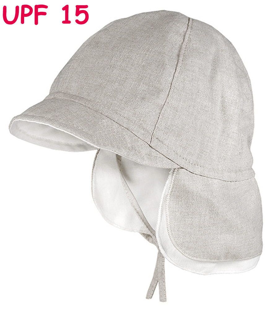 Schlichte Schirmmütze z. binden mit Nackenschutz in Hellgrau Melange UPF 15 von MAXIMO 054200