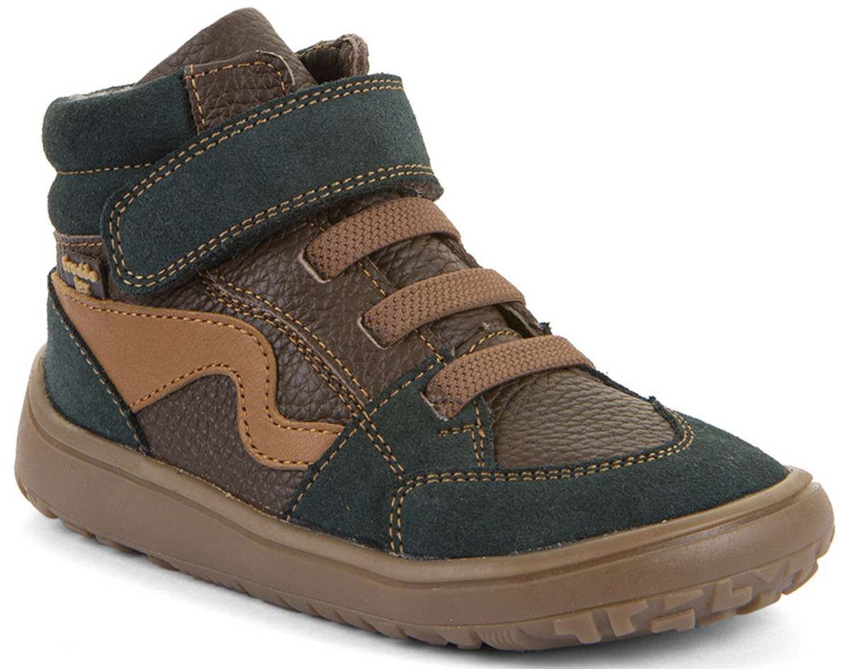 Halbhohe Barfußschuhe, TEX Membran & Textil Futter FRODDO *Barefoot TEX Go * Braun / Grün G3110265
