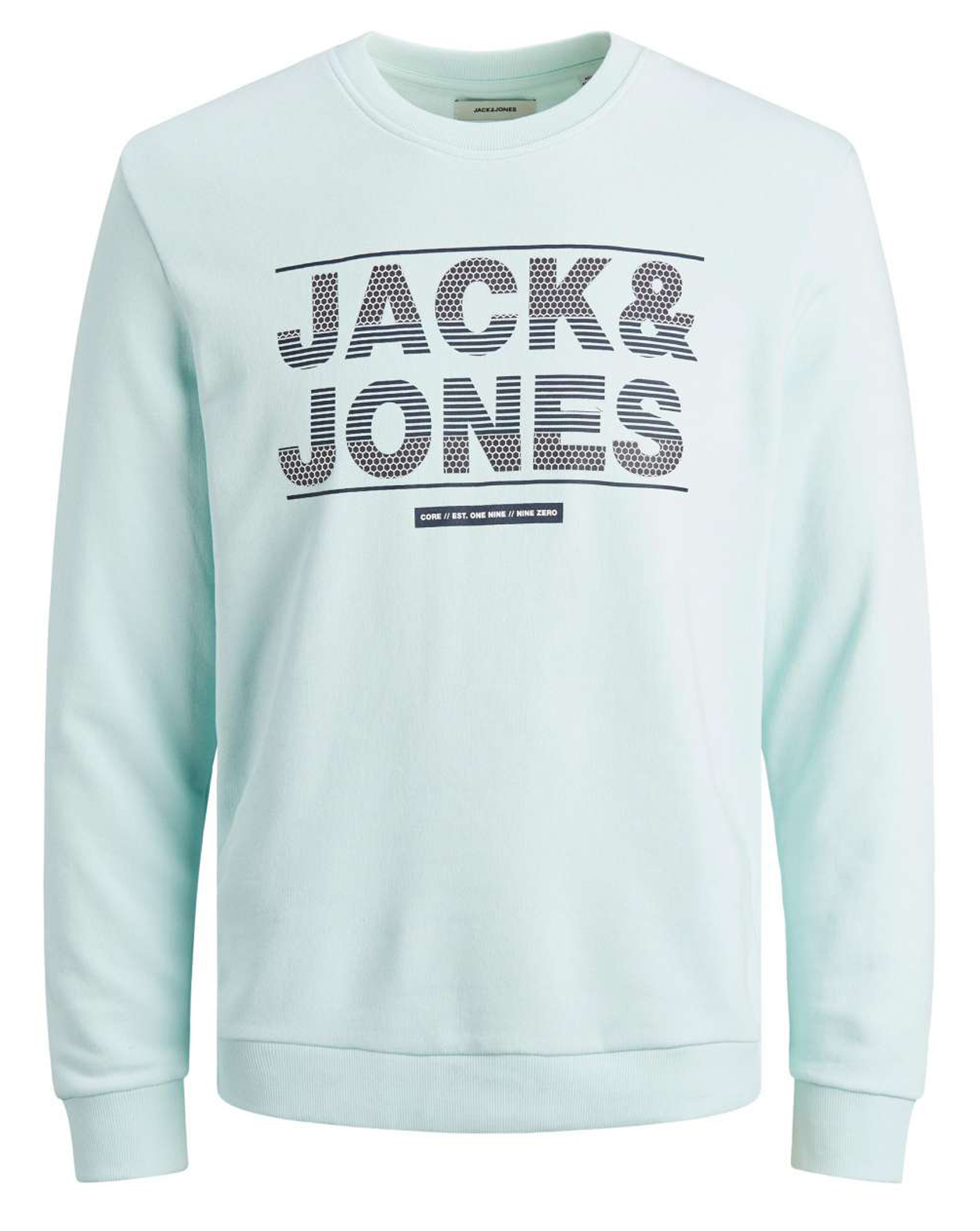 Cooler Sweater in hellem Mint / Aqua mit dunklem Logo Print von JACK & JONES 12182770