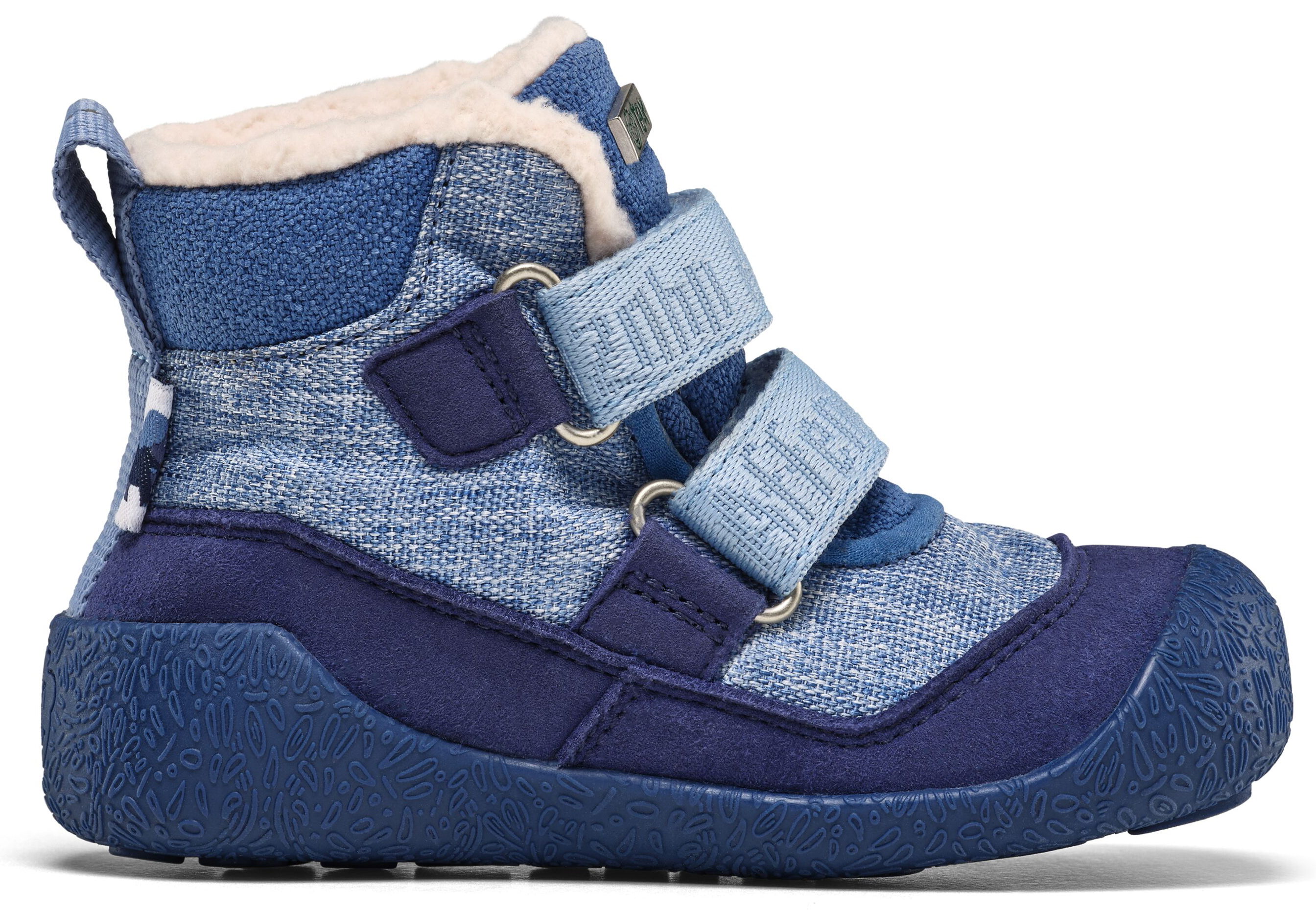 Veganer Midboot  SNUGGY mit Winterfutter von AFFENZAHN in Blau Motiv Elephant