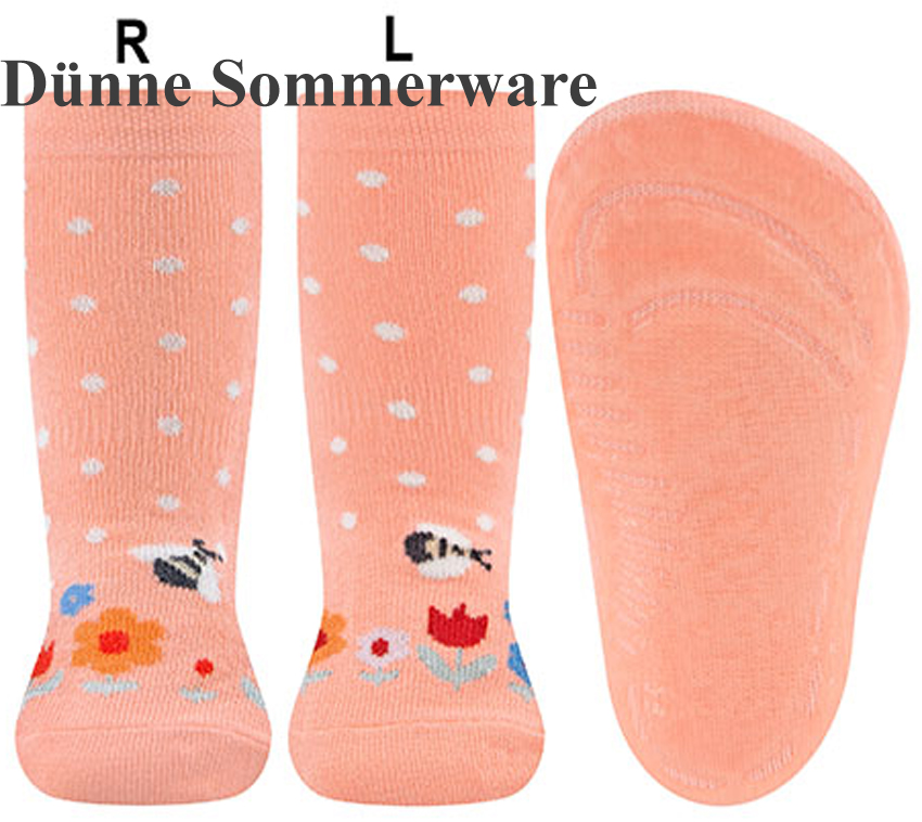 Stoppersocken in dünner Sommerqualität Softstep Sohle v. EWERS *Sommerwiese * Apricot 221399