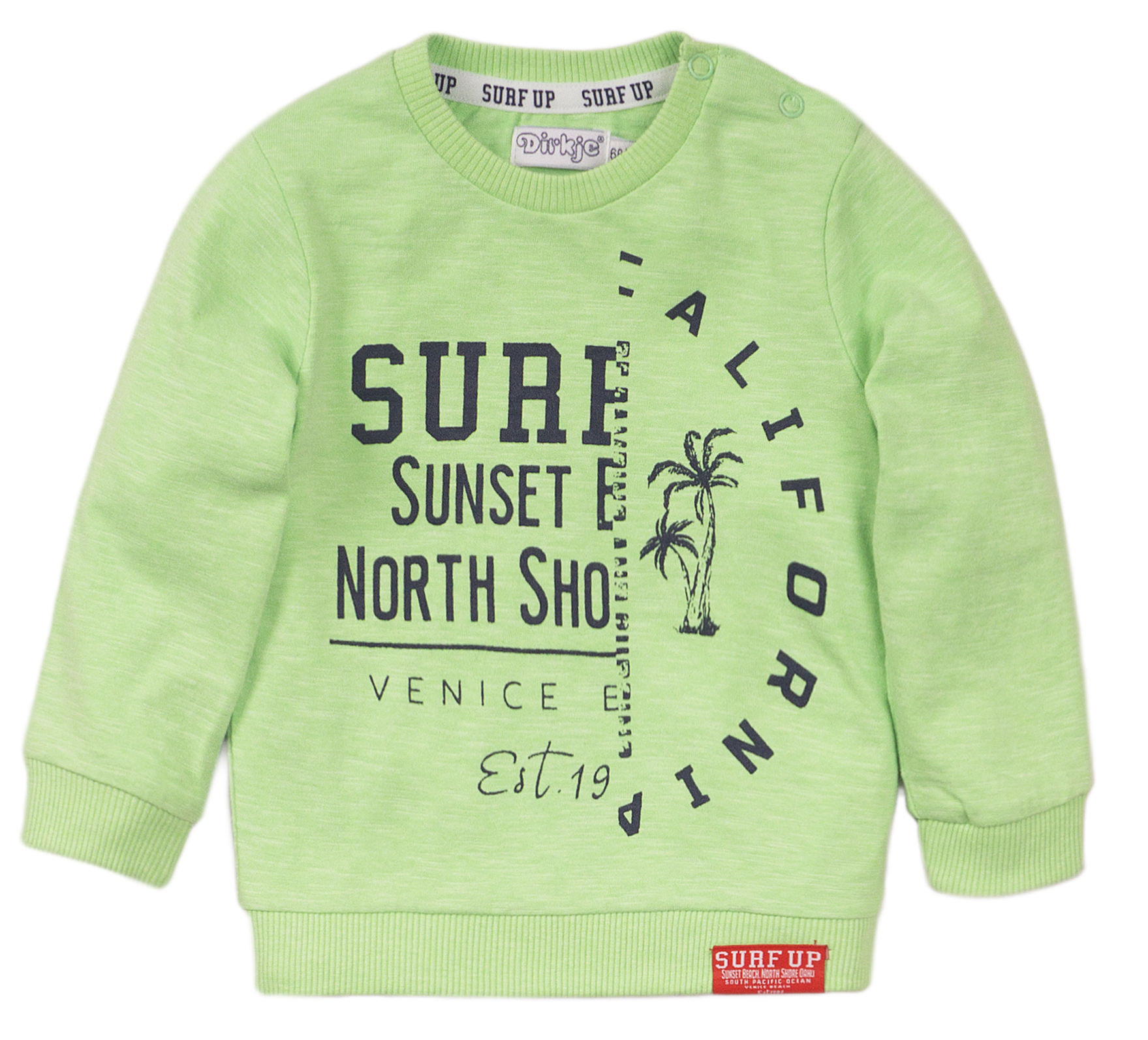 Cooler Neon Grüner Sommer - Sweater mit Surfer Print von DIRKJE für Jungen 38571