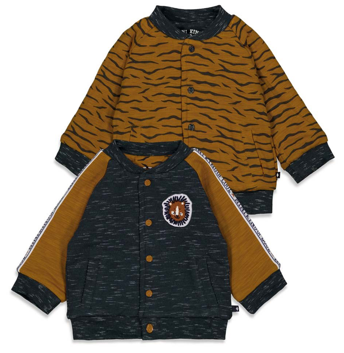 Wendejacke / Collegejacke in Navy/ Camel Braun AOP Bio BW von FEETJE " King of Cool " 0396