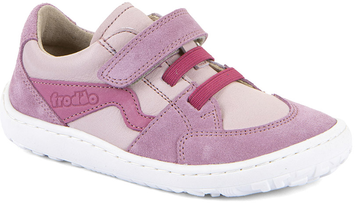 Leder Sneaker mit Klett & Zierschnürung * Barefoot River * Rosa / Pink FRODDO G3130286