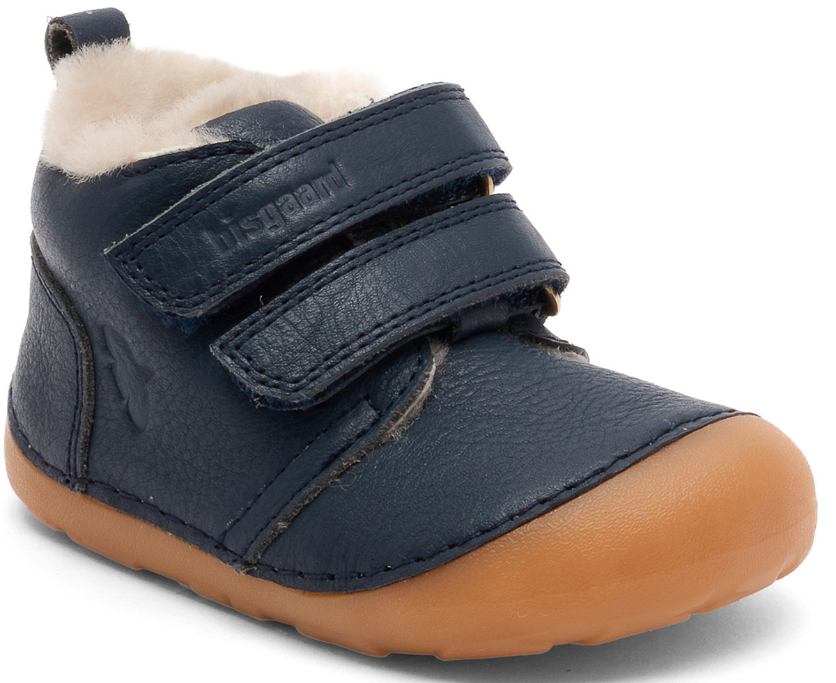 Knautschige Leder Barfußschuhe mit Lammwolle gefüttert CARTER Lamb in NAVY von BISGAARD 24113