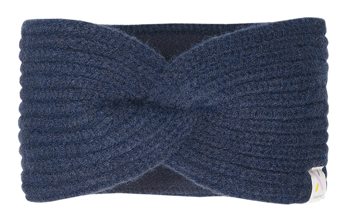 Breites Stirnband in MARINE, Grobstrick mit Fleece Futter vorn Zierknoten von MAXIMO 995300