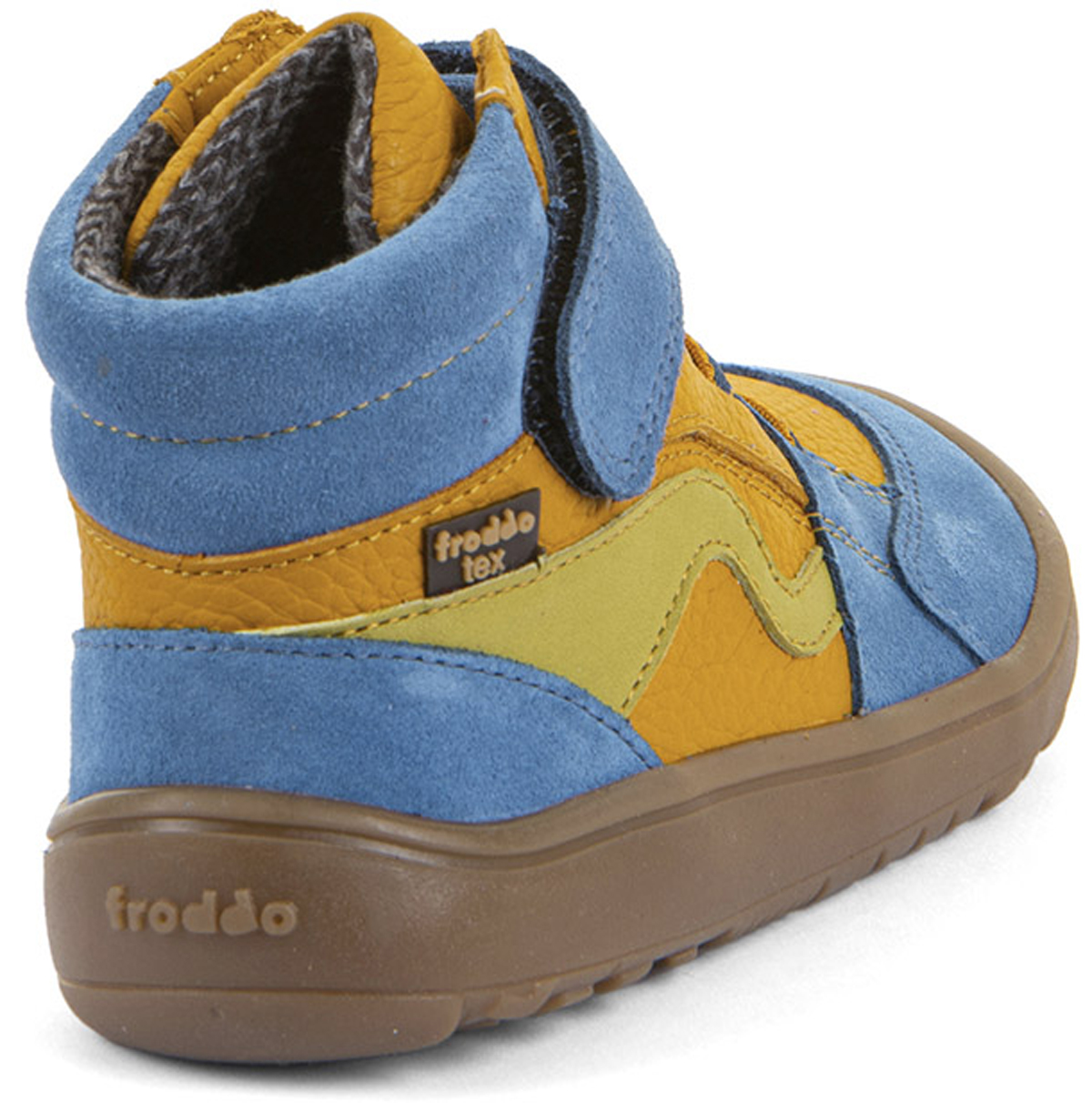 Halbhohe Barfußschuhe, TEX Membran & Textil Futter FRODDO *Barefoot TEX Go * Blue Yellow G3110265