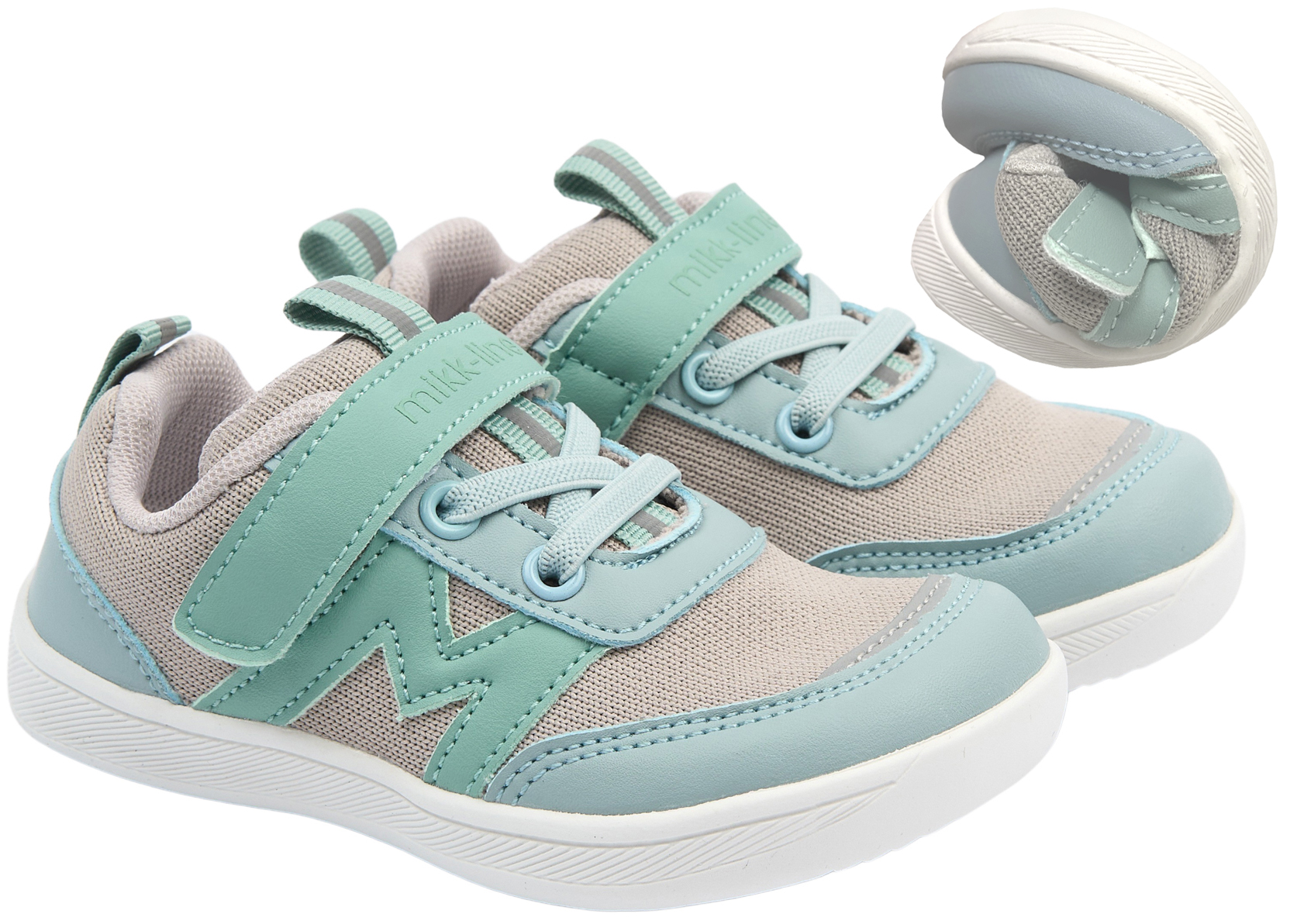 Barfuß Sneaker VEGAN Mesh Gewebe Non Marking Sohle *MIKK Line Barefoot* Mint / Beige 3014