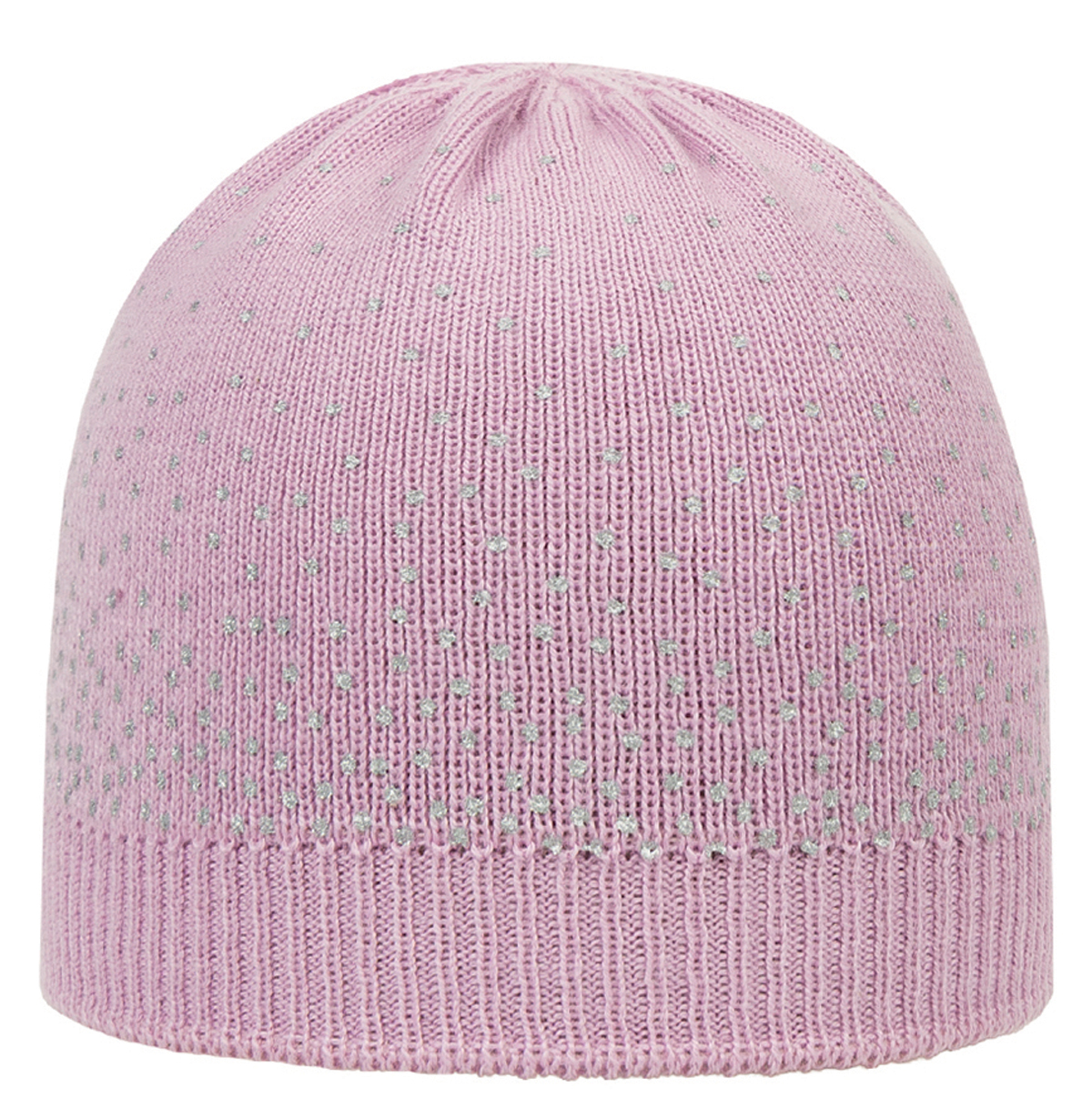 Zauberhafte schlichte Topfmütze in Altrosé mit silbernen Punkten aus BW Strick von DÖLL 1742750163