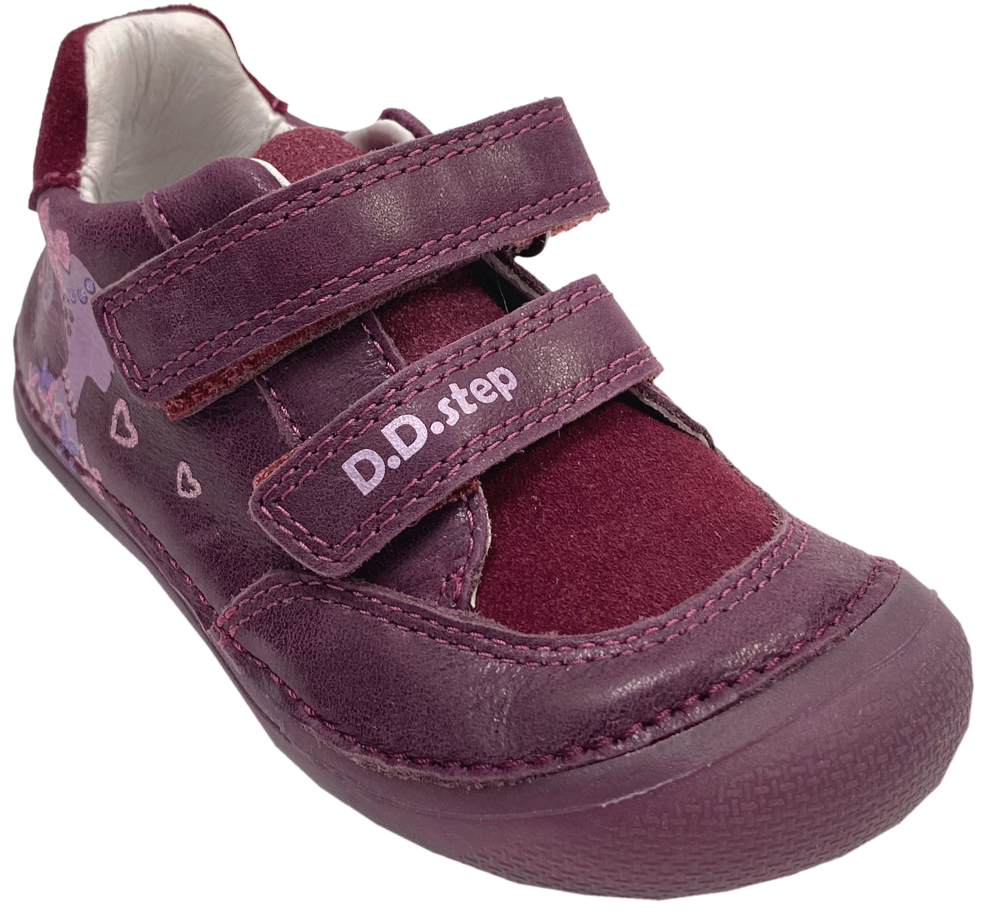 Leder Halbschuhe, knautschige Minimalsohle *GLOW in The Dark* von D.D.Step Barefoot in Bordeaux Rot