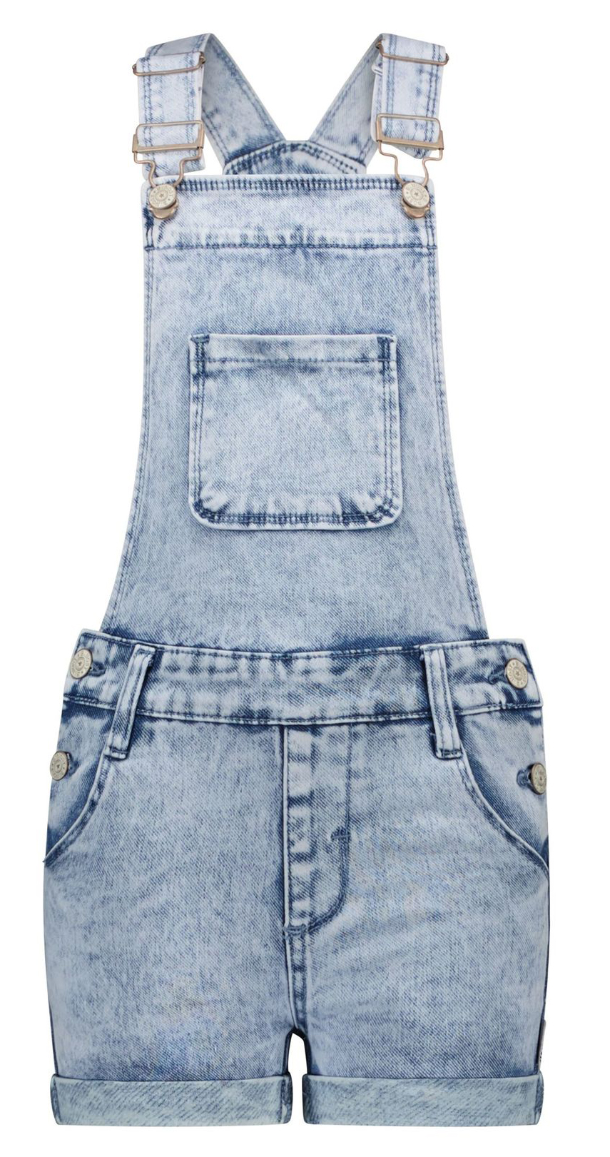 Lässig coole Latzshorts / Jeanslatzshorts in hellem Blue Bleached von B.NOSY  5661-185