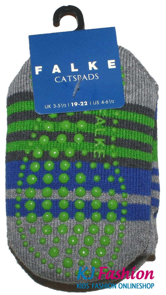 Catspads / Stopper Socken / Hausstrumpf von FALKE Streifen in Grau Melange FB 3405