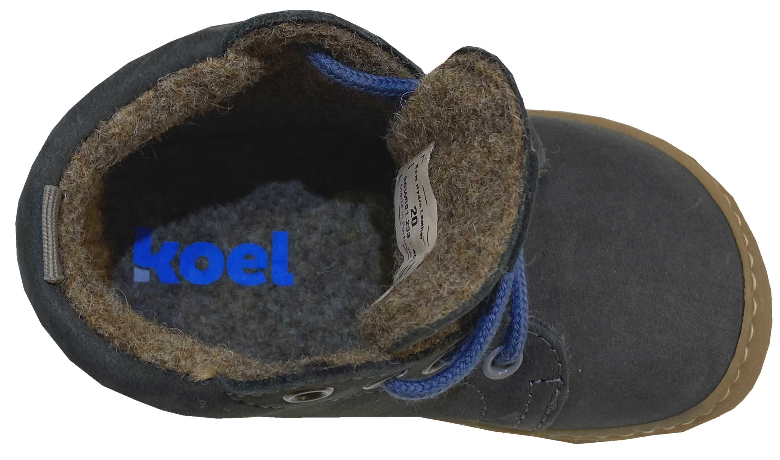 Hydro Lederschuhe Schnürer in Dkl Grau mit Wollfilz Futter Schmale Leiste BEN v. KOEL 06W001.233