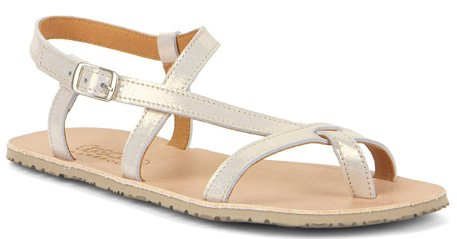 Barfuss Sandalen mit Lederriemchen & Zehensteg in Gold Shine von FRODDO Flexy W G3150269