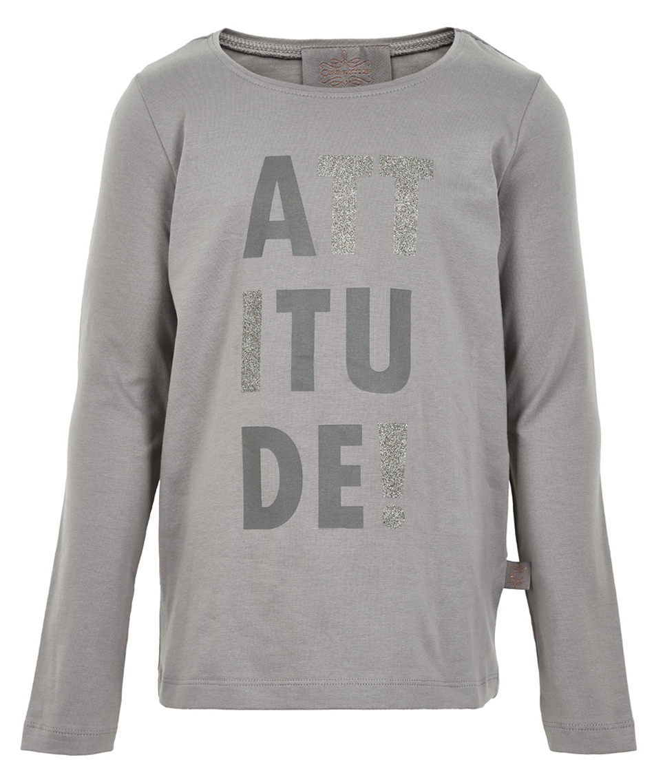 LA Shirt in Steingrau mit dezentem Glitzerprint aus weichem Baumwolljersey von CREAMIE 820841