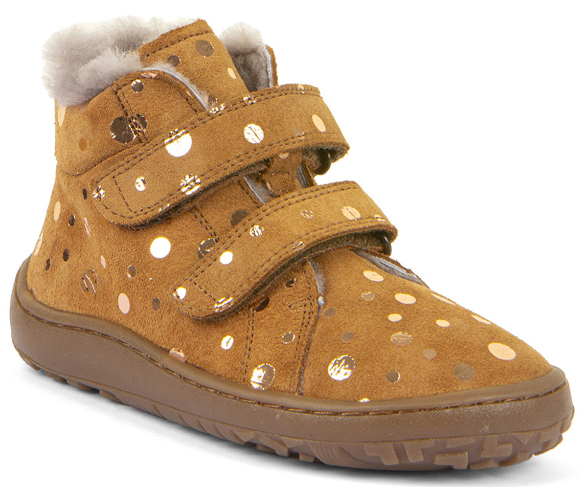 Lammfell gefütterte Barfußschuhe / Winterschuhe Mid Top in Bronze Glitzer von FRODDO G3110263