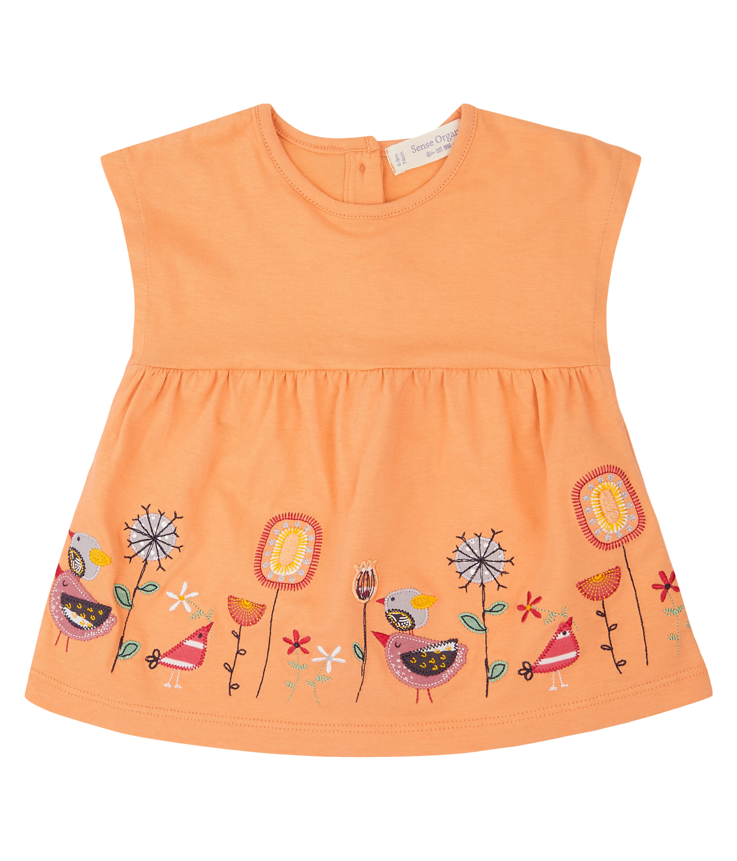 Tunika Shirt Kurzarm in Orange mit Stickereien, aus GOTS z. BW von Sense Organics 2011749