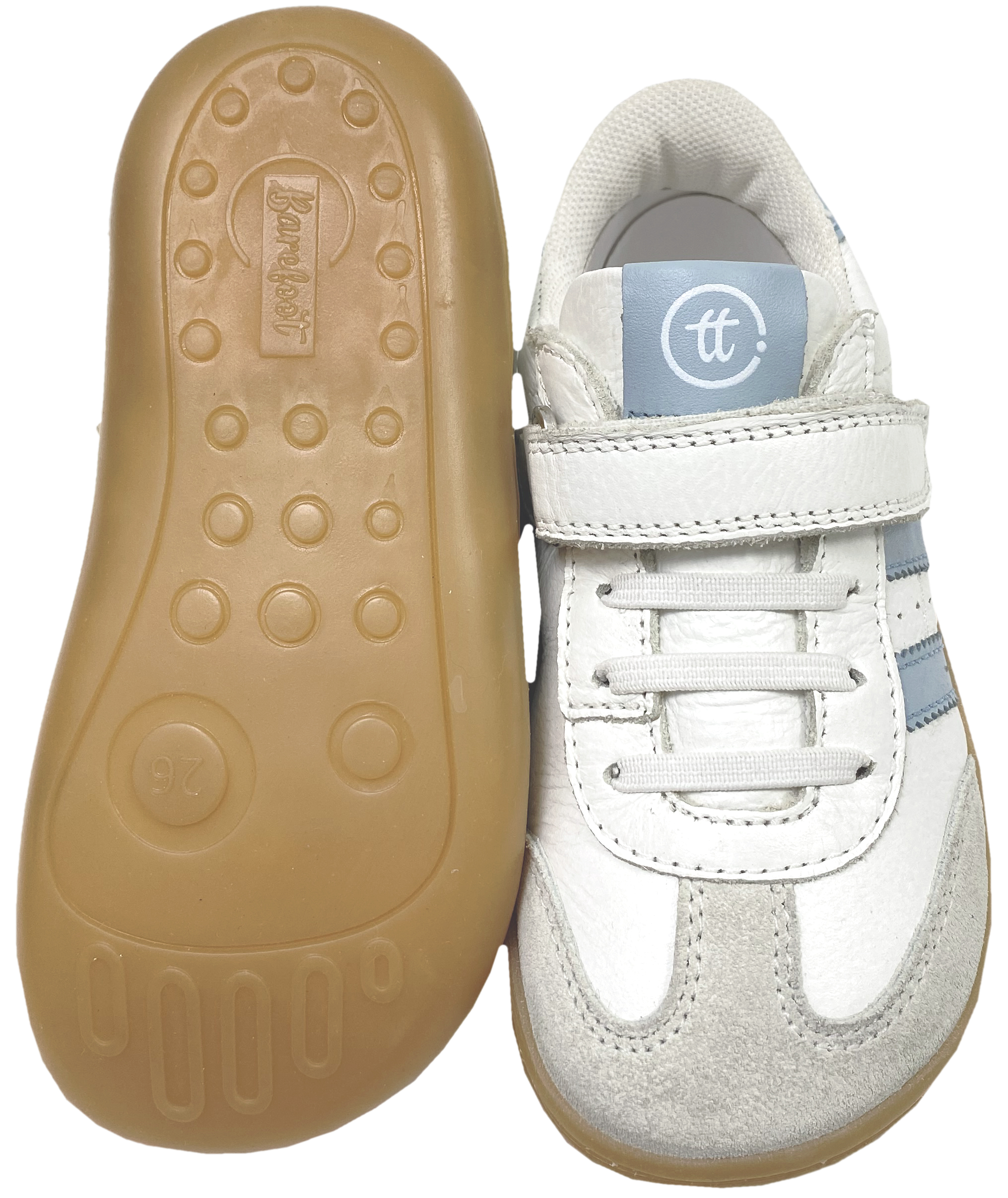 Barfuß-Sneaker, Non-Marking Sohle, Weiß/Grau/Celeste von CHETTO Barefoot
