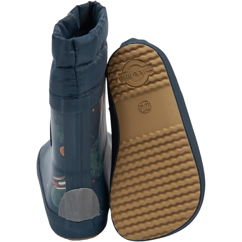 Barfuß Gummistiefel Winterfutter Wollmix Space auf Night Blue von MIKK LINE
