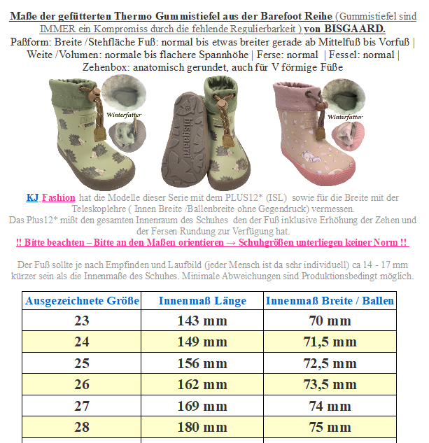 Kurze Thermo Barfuß Gummistiefel Winterfutter von BISGAARD in Grün mit Igel AOP 92023