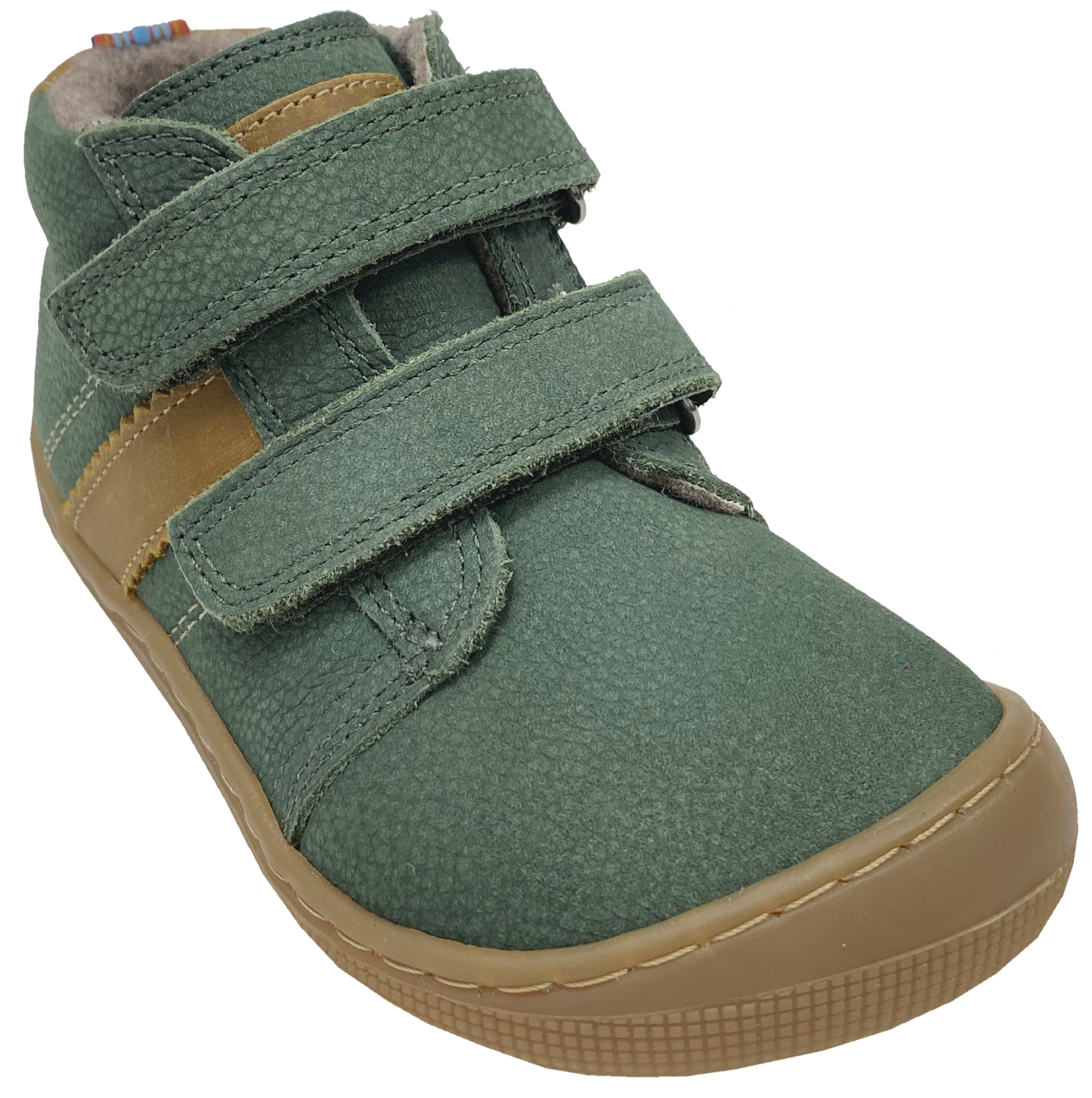 Hydroleder Barfußschuhe mit Wollfutter * DAVID 3.0 Wool * in DK Grün/Ocker von KOEL 07M070.233