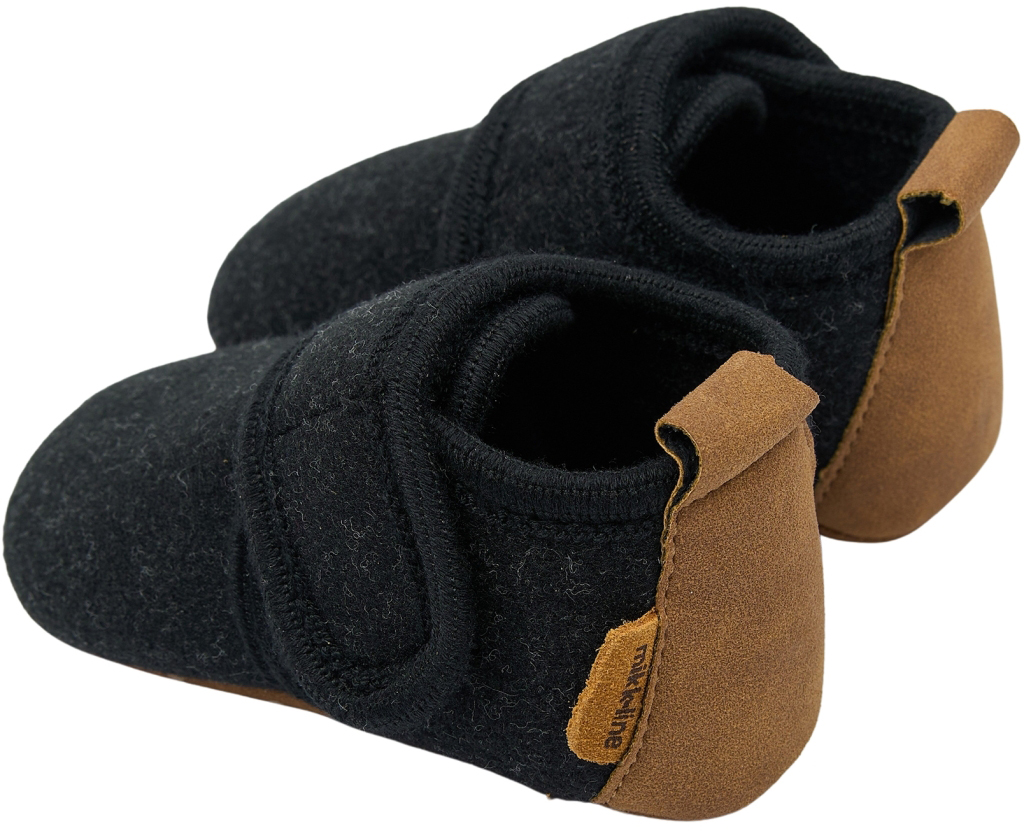 Softe Lauflernschuhe / Hausschuhe aus Filz + Kunstledersohle mit Klett von MIKK LINE in Dark Grey Mel.