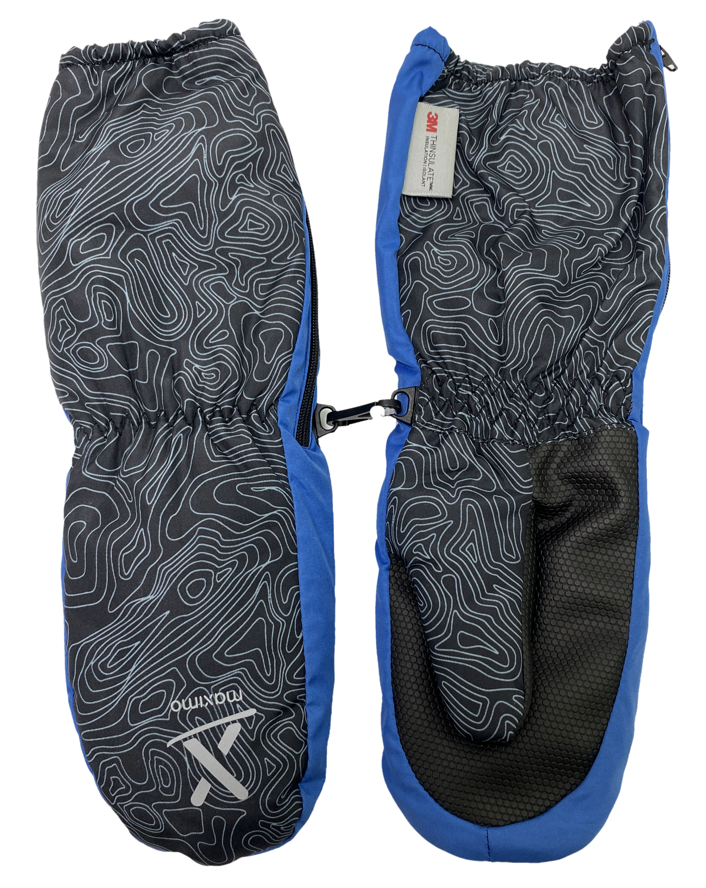 Fausthandschuhe mit langer Stulpe & Zipper, Reflktierend von MAXIMO Hellblau / Grau 997176