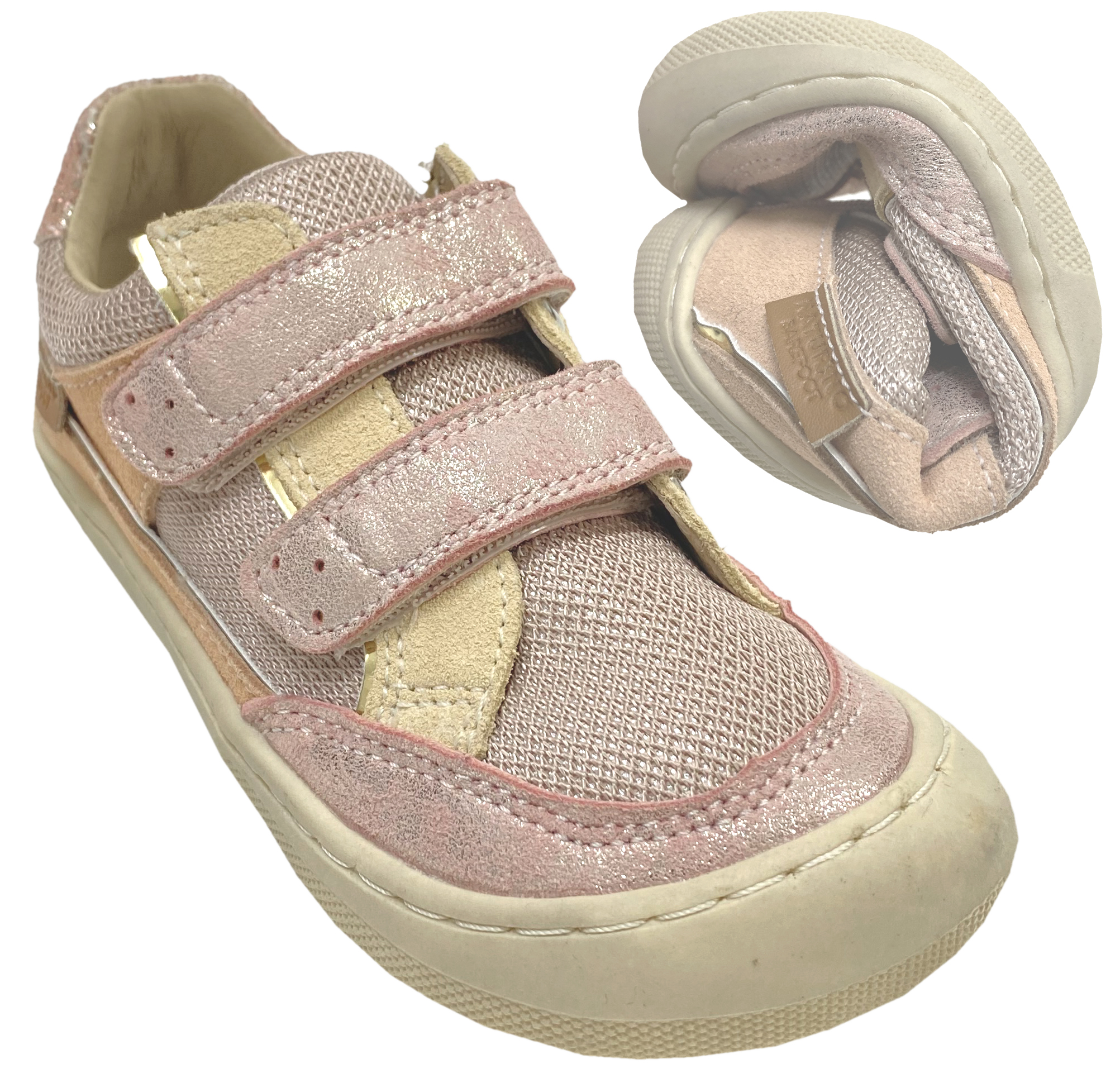 Knautschige Barfußsneaker für schmale / gerade Füße von NATURINO Barefoot *BF.KESY* in Rosa Glitzer