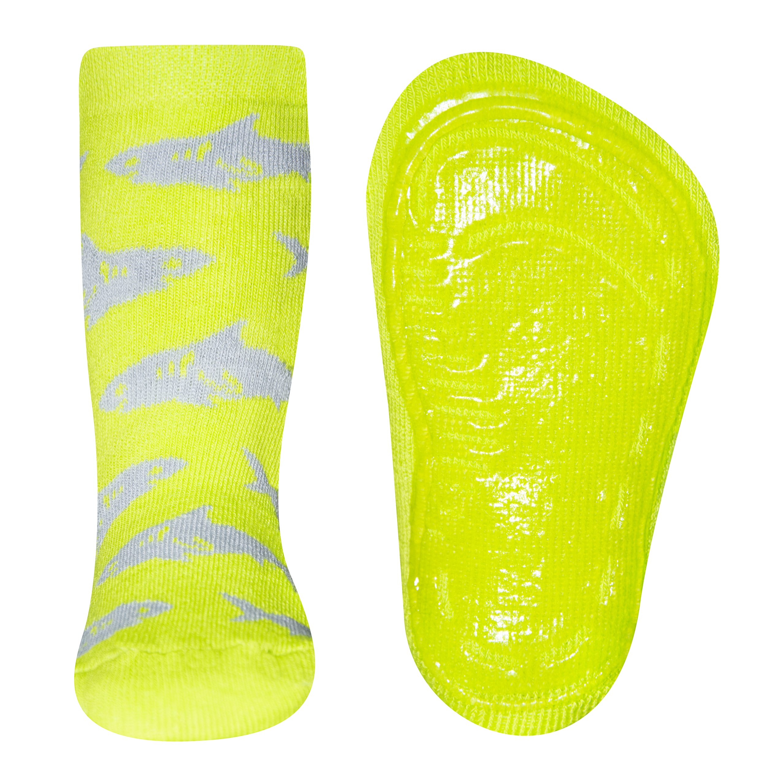 Stoppersocken rutschfest, aus BW Vollfrottee mit Softstep Sohle von EWERS Neon Grün mit Hai 221182