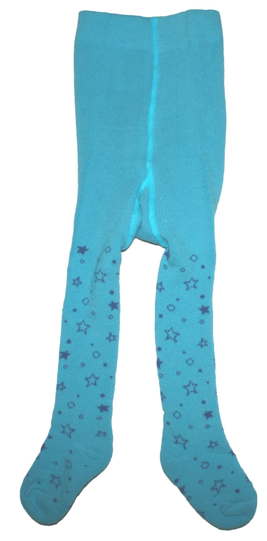 Warme Thermostrumpfhose aus Vollfrottee in Türkis mit Sternen von MAXIMO 363300