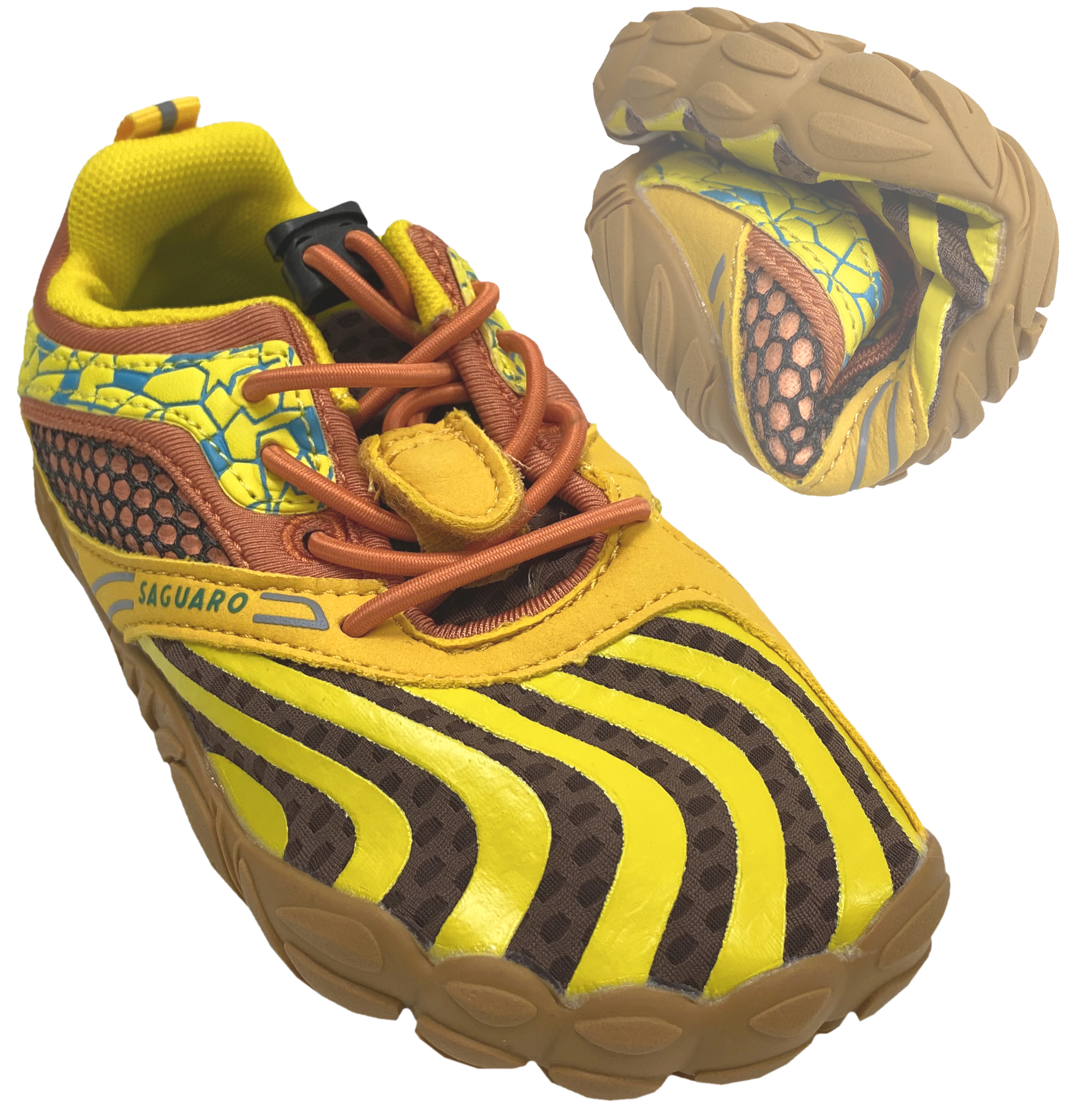 Leichte & flexible Barfußschuhe Schnellverschluß Non Marking v. Saguaro VITALITY Kids Gelb / Braun