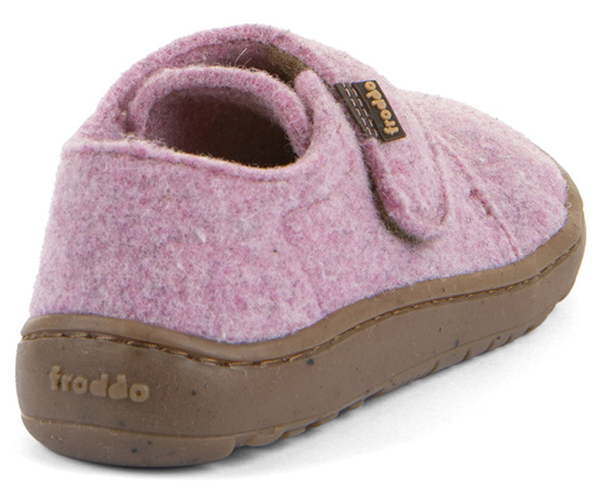 Woll- Hausschuhe mit Klett, in Rosa/ Pink von * Froddo Barefoot* knautschige Minimalsohle G1700420