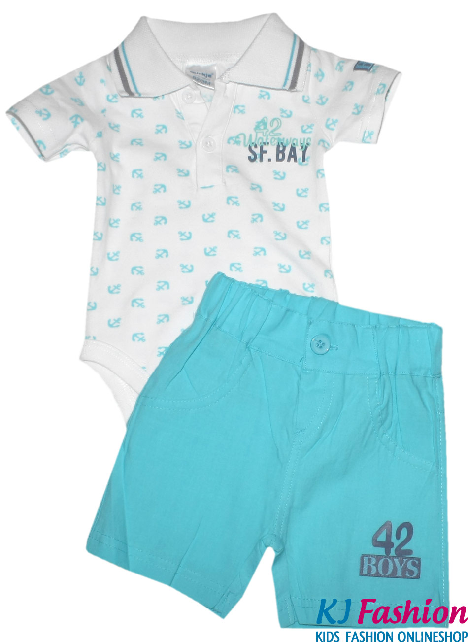 Sommerset in Türkis / Weiß Polobody & leichte Shorts von DIRKJE