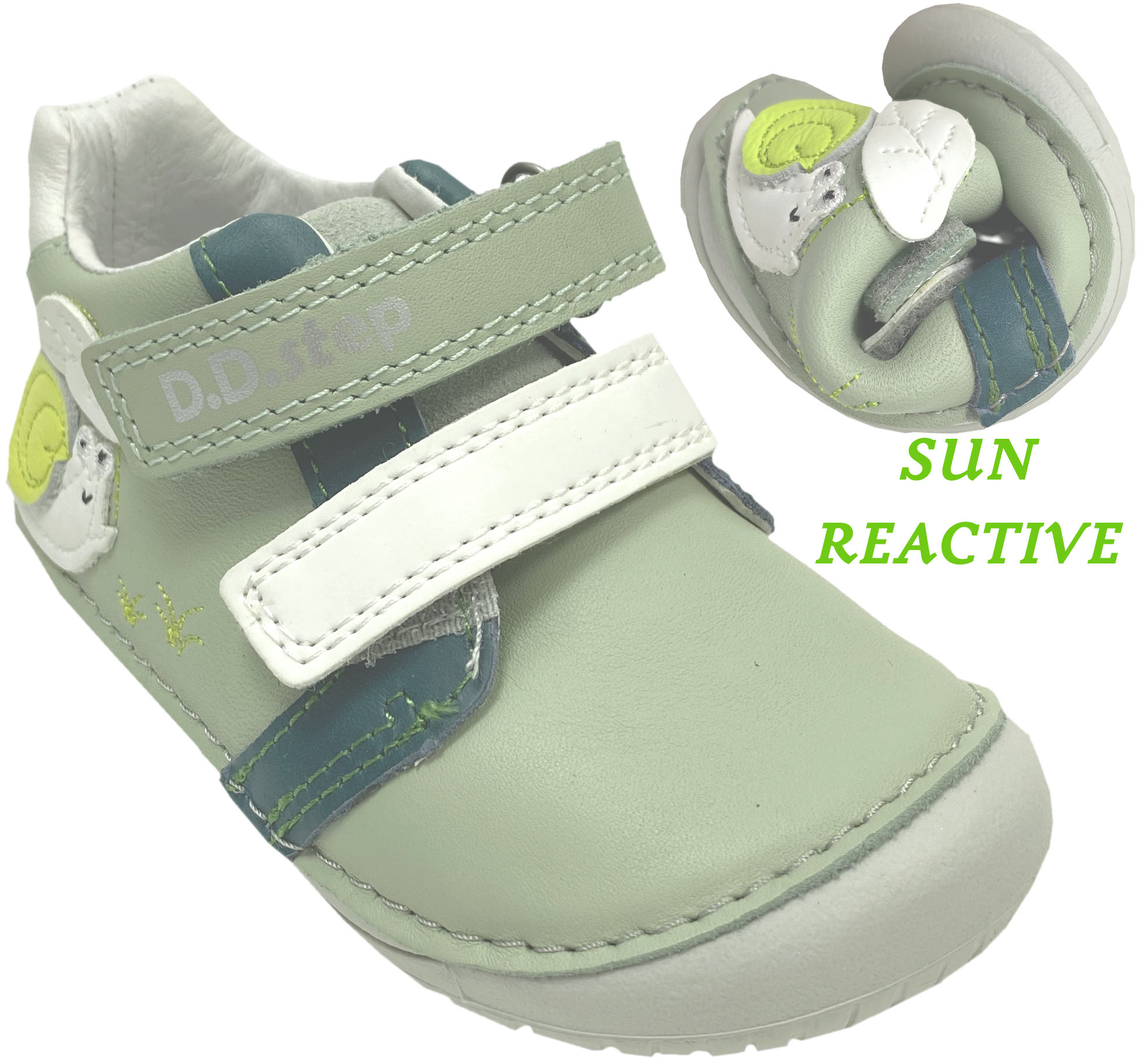 Knautschige Leder Halbschuhe / Minimalschuhe *Sun Reactive* von D.D.Step Barefoot in Hellgrün