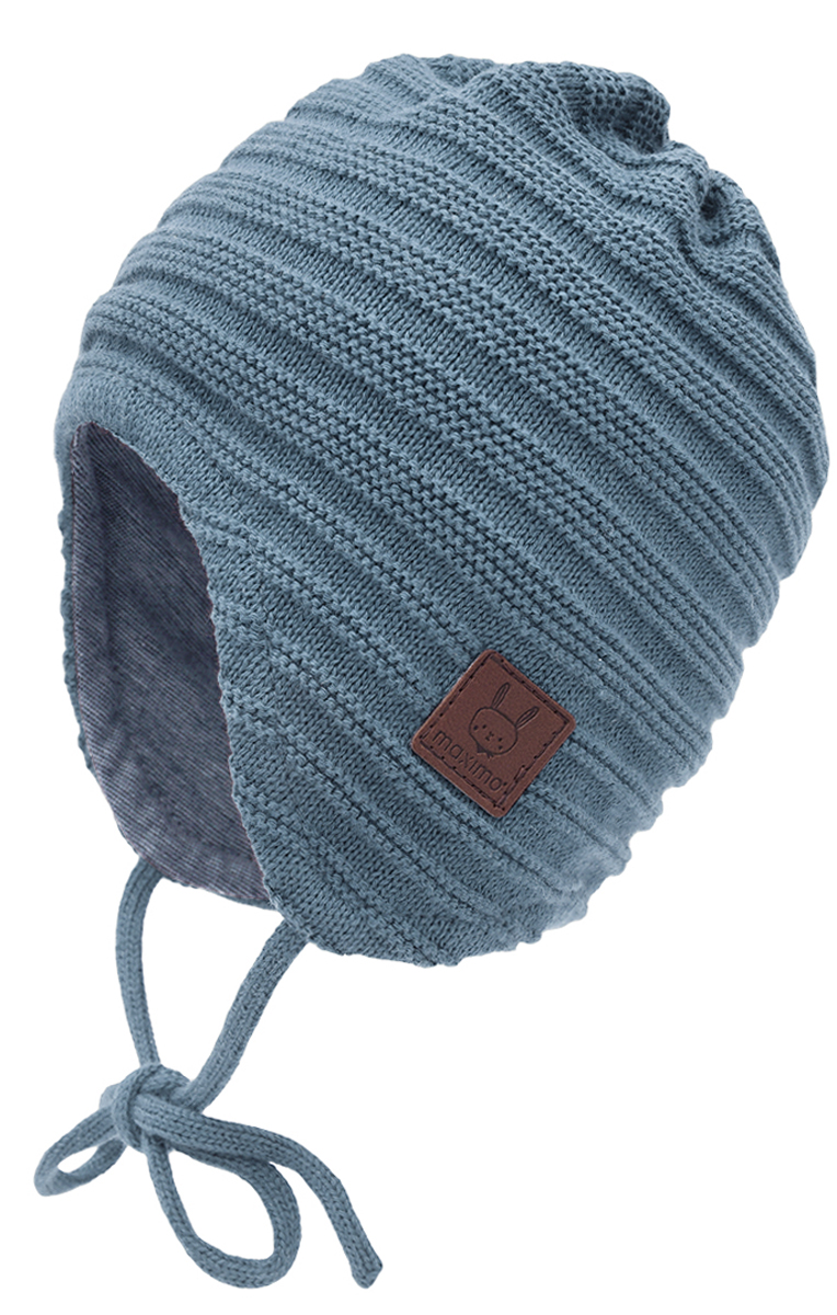 Strickmütze aus GOTS zert.BW z. binden in Jeansblau mit BW Jersey Futter MAXIMO 372500