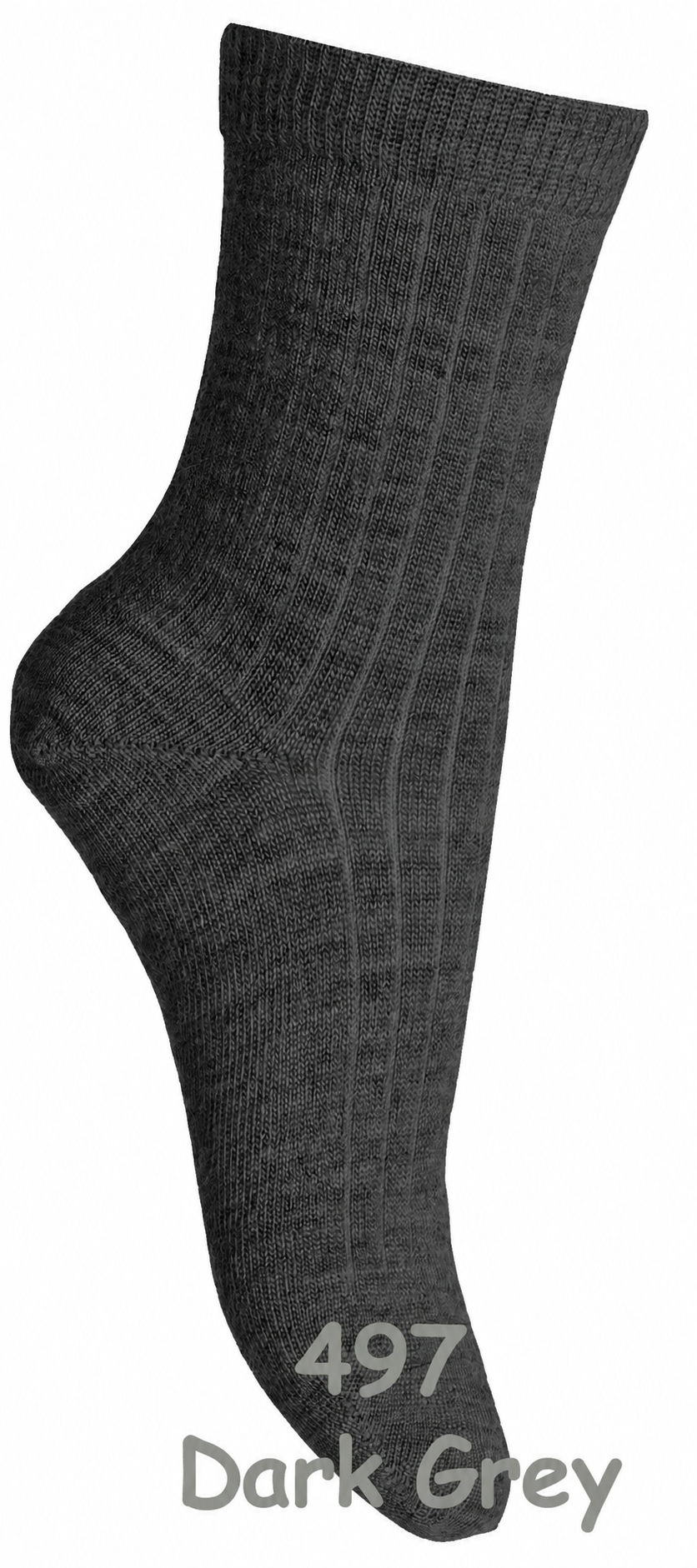Dünne Wollsocke ~ mittlere Höhe~ aus Superwasch Soft Merino Wolle Artikel 718 in 497 Dark Grey