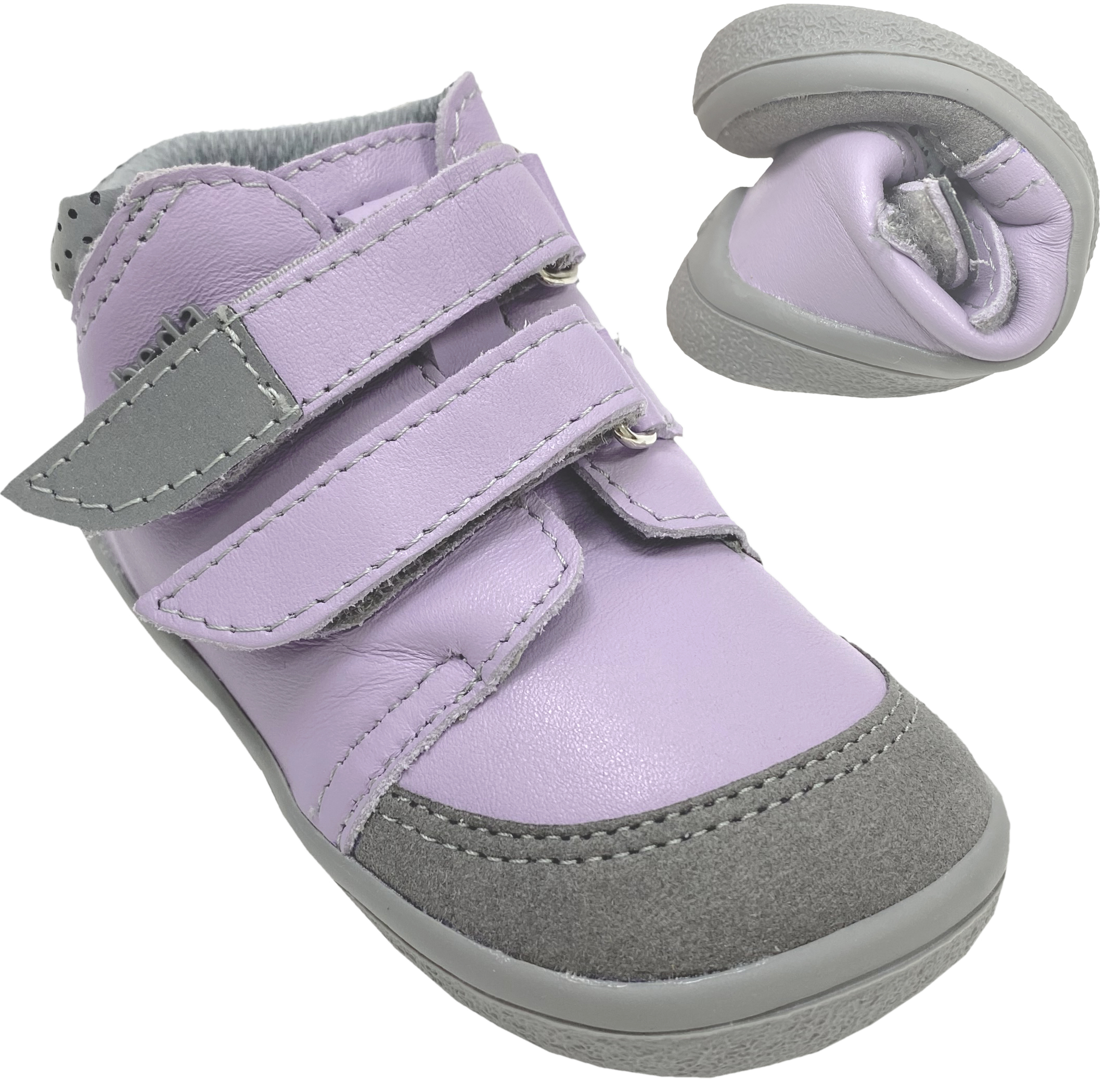 Barfußschuhe aus Glattleder in Flieder mit Klett & TEX Membran von * BEDA * JASMINE V2