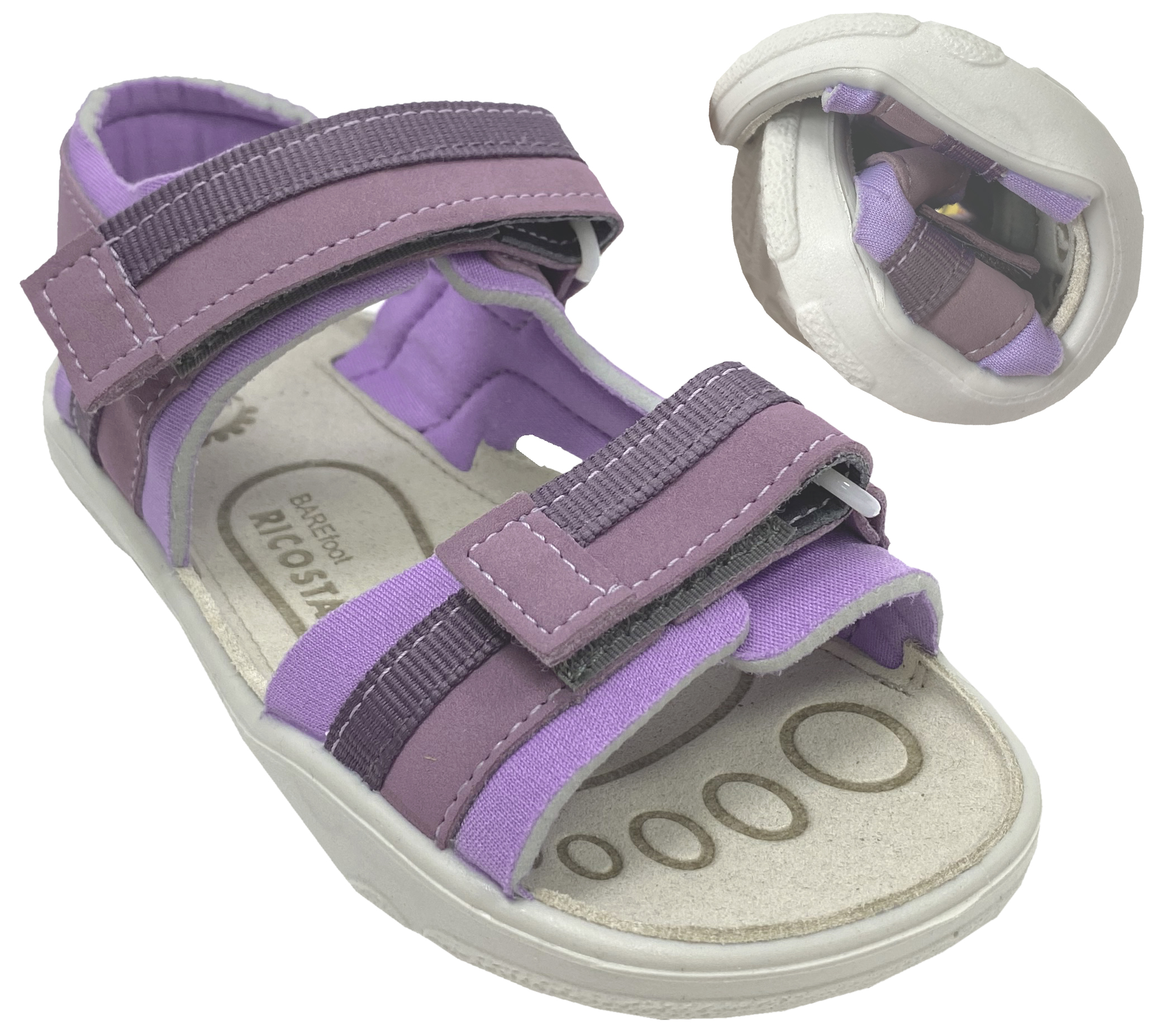 Offene Sandale Vegan & waschbar, schmal geschnitten v. RICOSTA Barefoot SYDNEY Purple/Blueberry