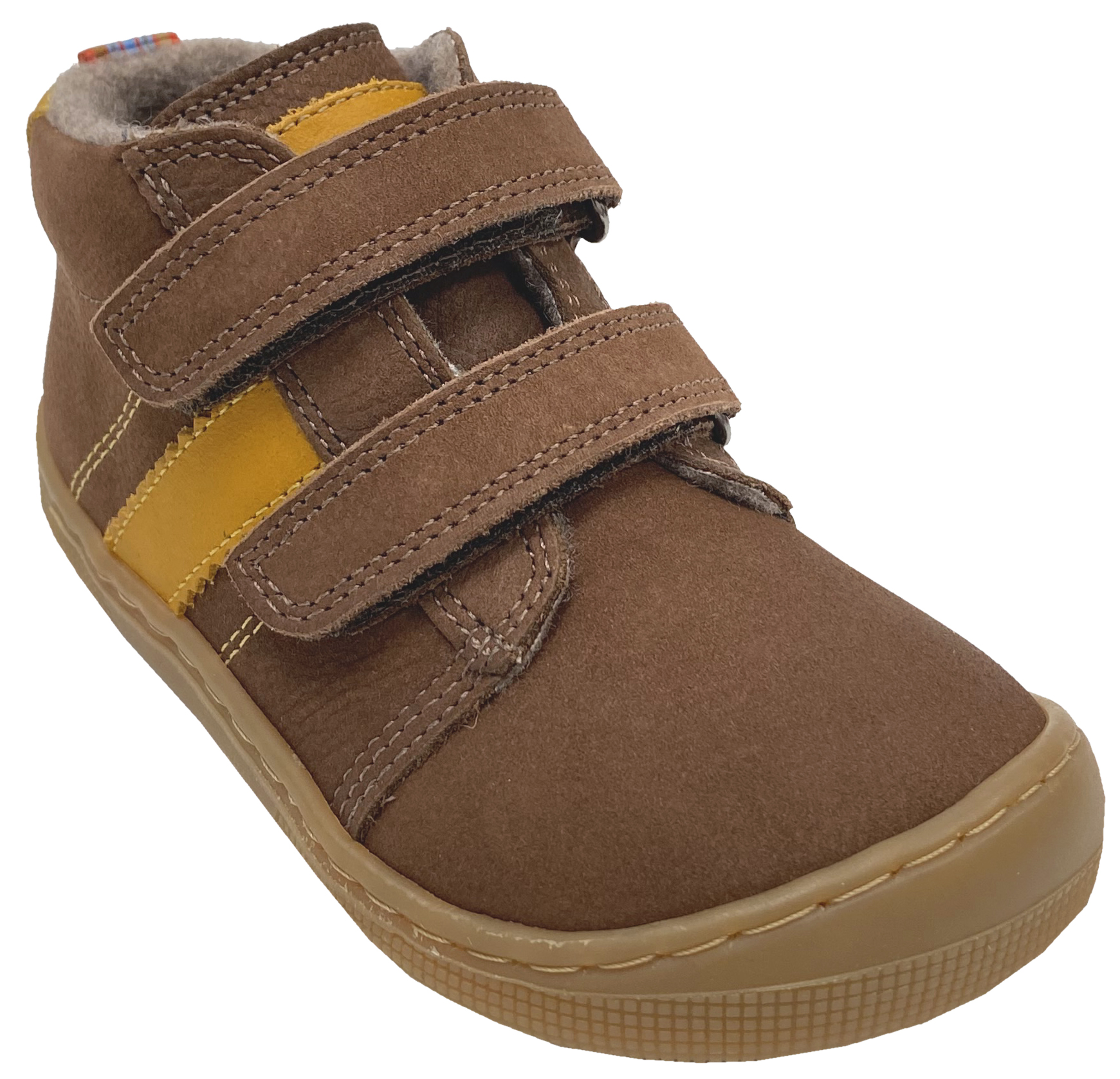 Hydroleder Barfußschuhe mit Wollfutter * DAVID 3.0 Wool * in Braun/Gelb von KOEL 07M070.233