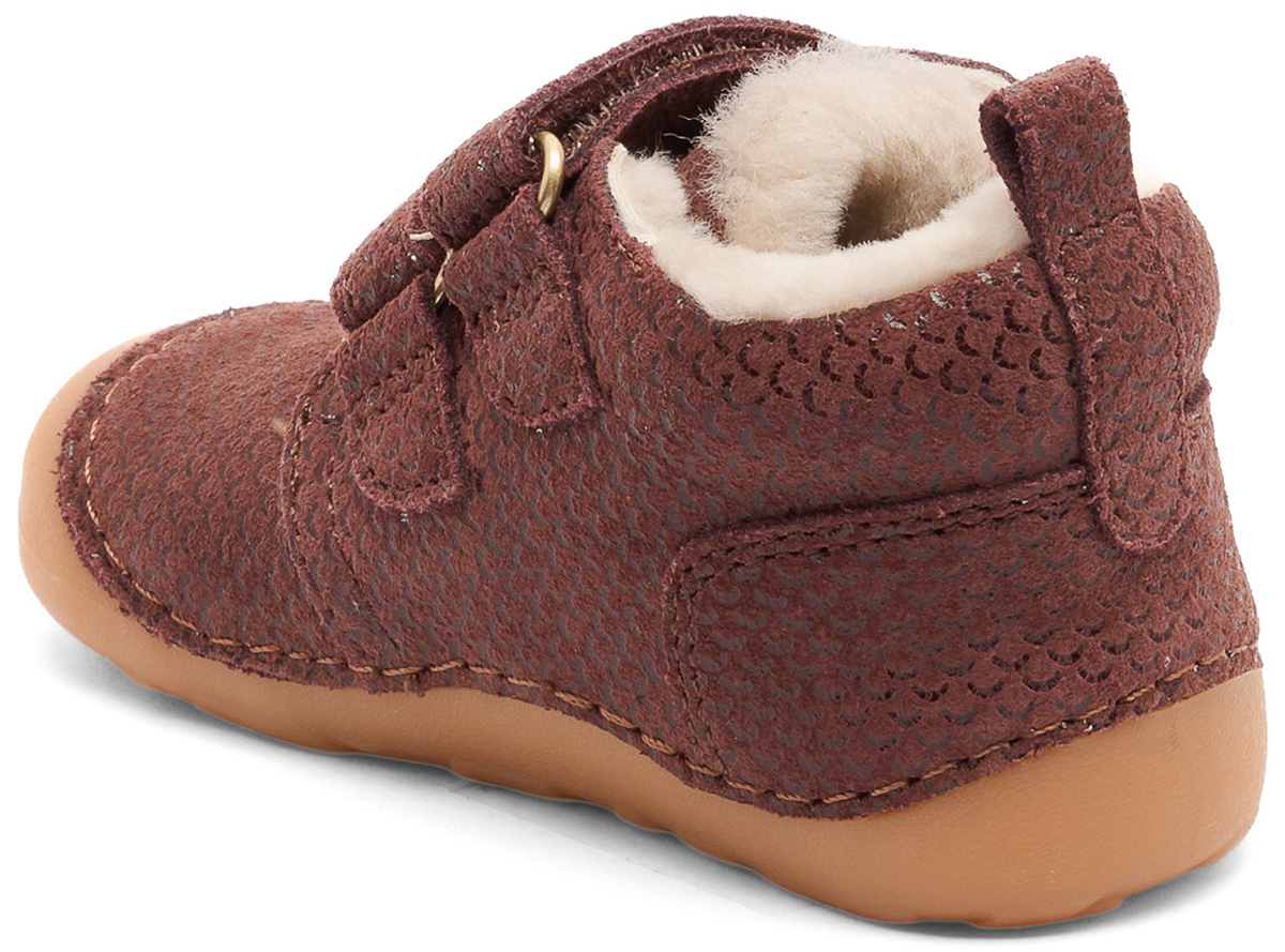 Knautschige Leder Barfußschuhe mit Lammwolle gefüttert CARTER Lamb in PLUM von BISGAARD 24113