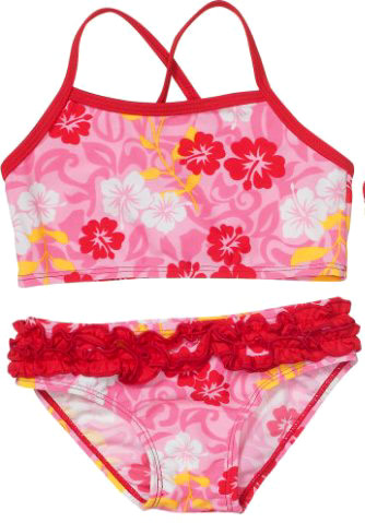 Zweiteiler / Tankini Rot / Rosa Hawaii Style von PLAYSHOES UV Schutz 50+ 460174