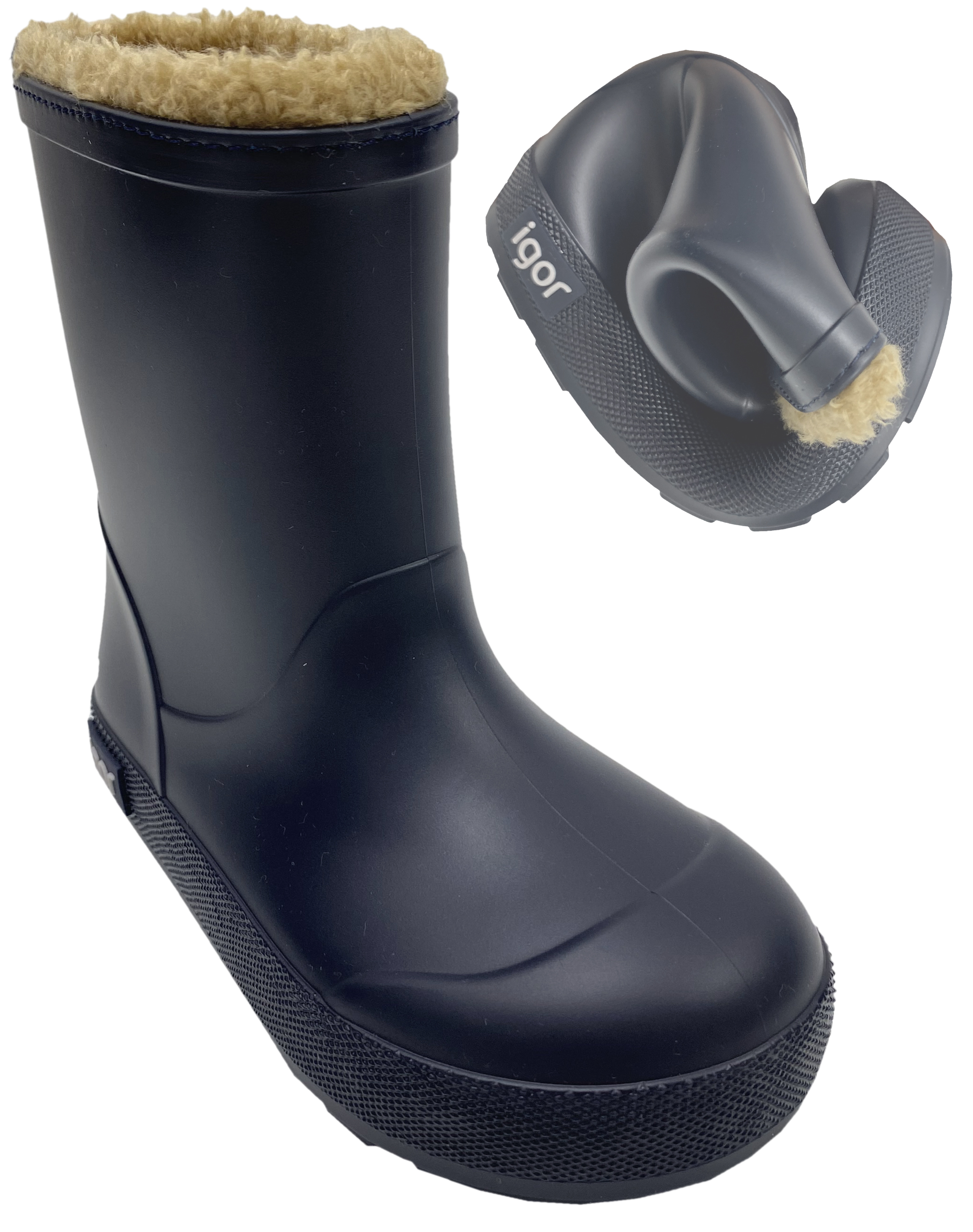Leichte & flexible Barfußgummistiefel mit Warmfutter von IGOR aus Spanien Yogi in Navy